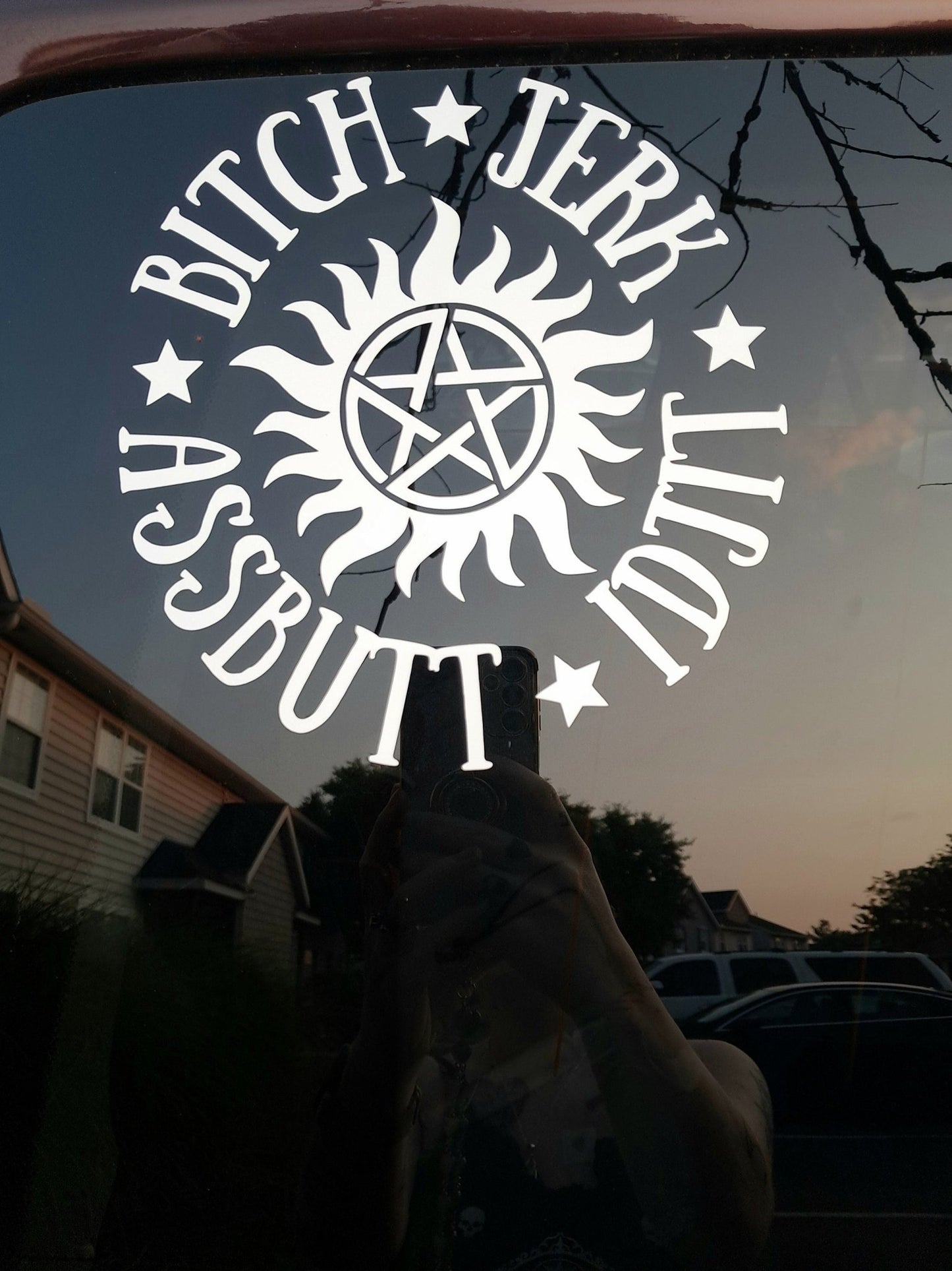 Funny Anti - Possession Symbol Car Decal, Any color, 8x8 medium decal, great quality, Oracle 651 permanent vinyl - Moon & Starr Handcrafted LLC