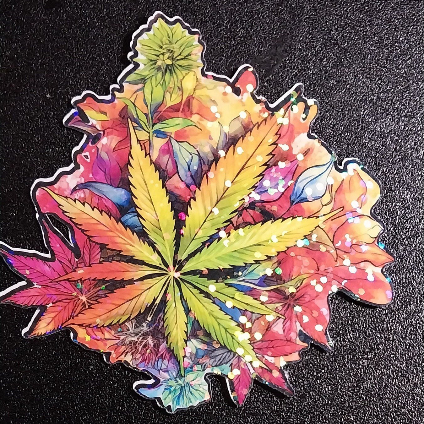 Holographic Stoner Sticker Pack, 3 2in 420 Related Stickers With Waterproof Halographic Overlay - Moon & Starr Handcrafted Jewelry && More!