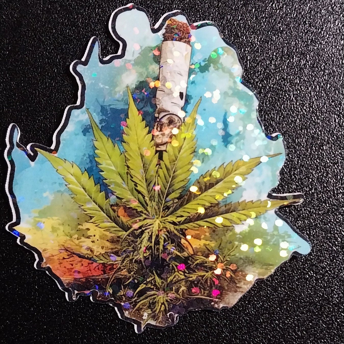 Holographic Stoner Sticker Pack, 3 2in 420 Related Stickers With Waterproof Halographic Overlay - Moon & Starr Handcrafted Jewelry && More!