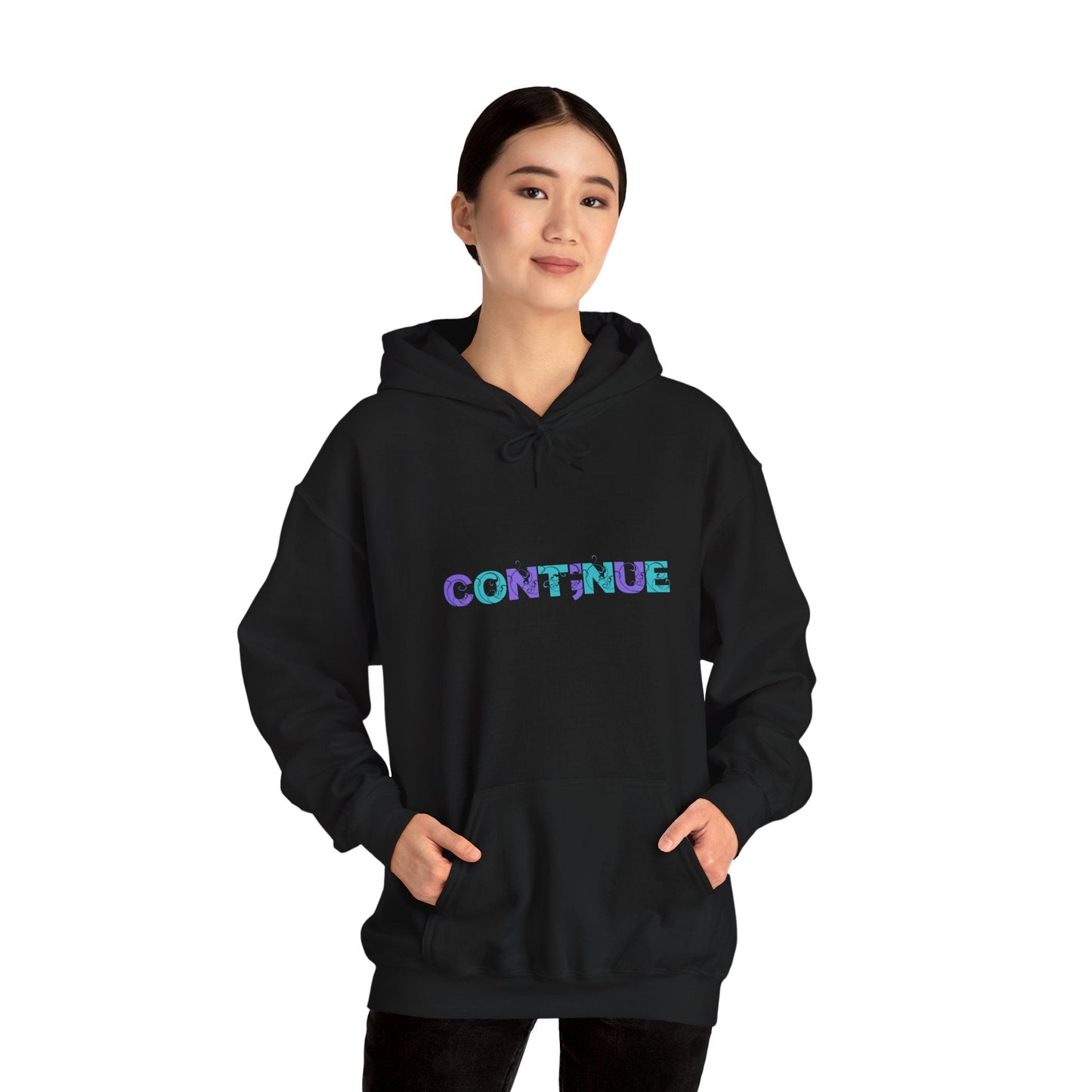 Hooded Sweatshirt: 'Continue, Stay' Suicide Awareness Message - Moon & Starr Handcrafted LLC