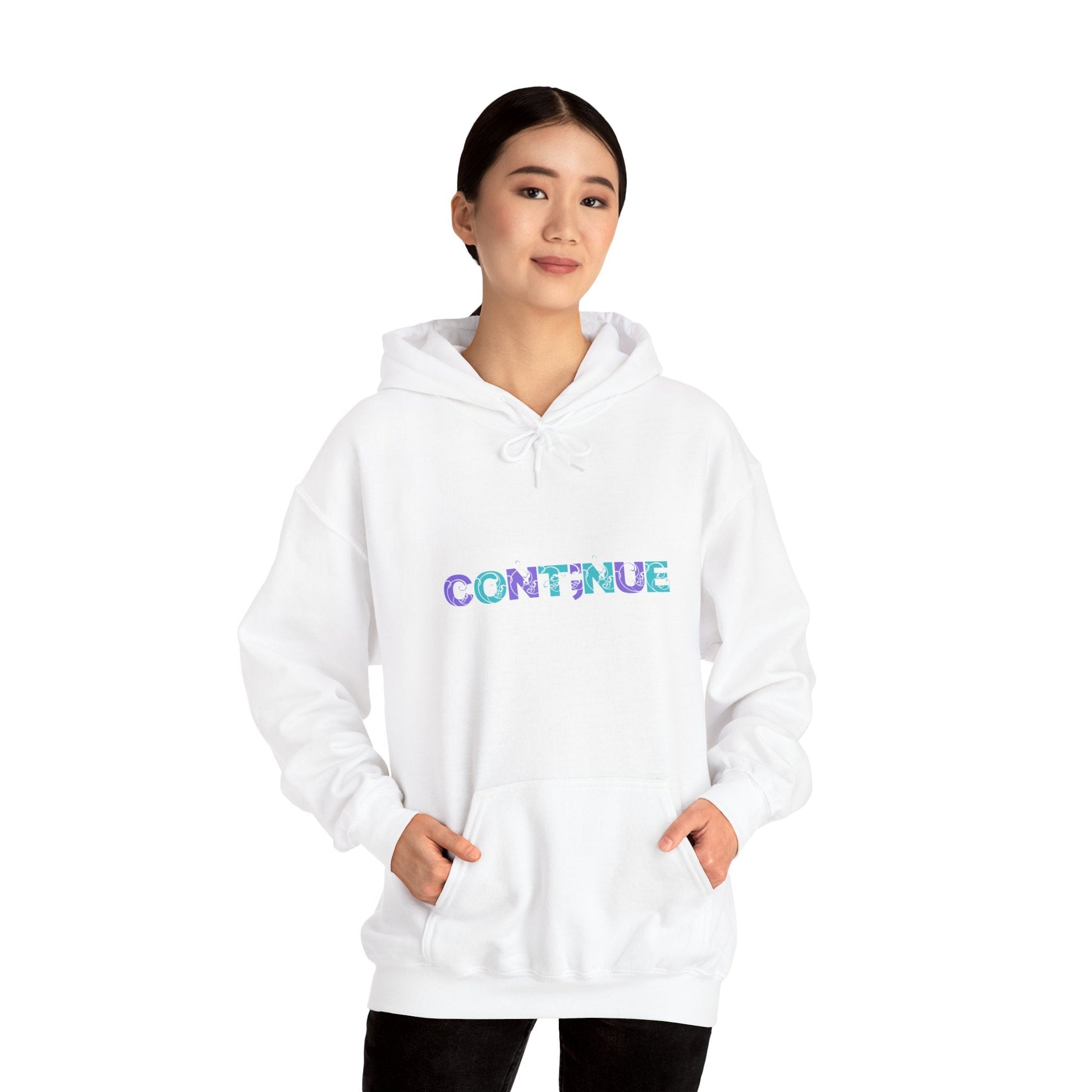 Hooded Sweatshirt: 'Continue, Stay' Suicide Awareness Message - Moon & Starr Handcrafted LLC