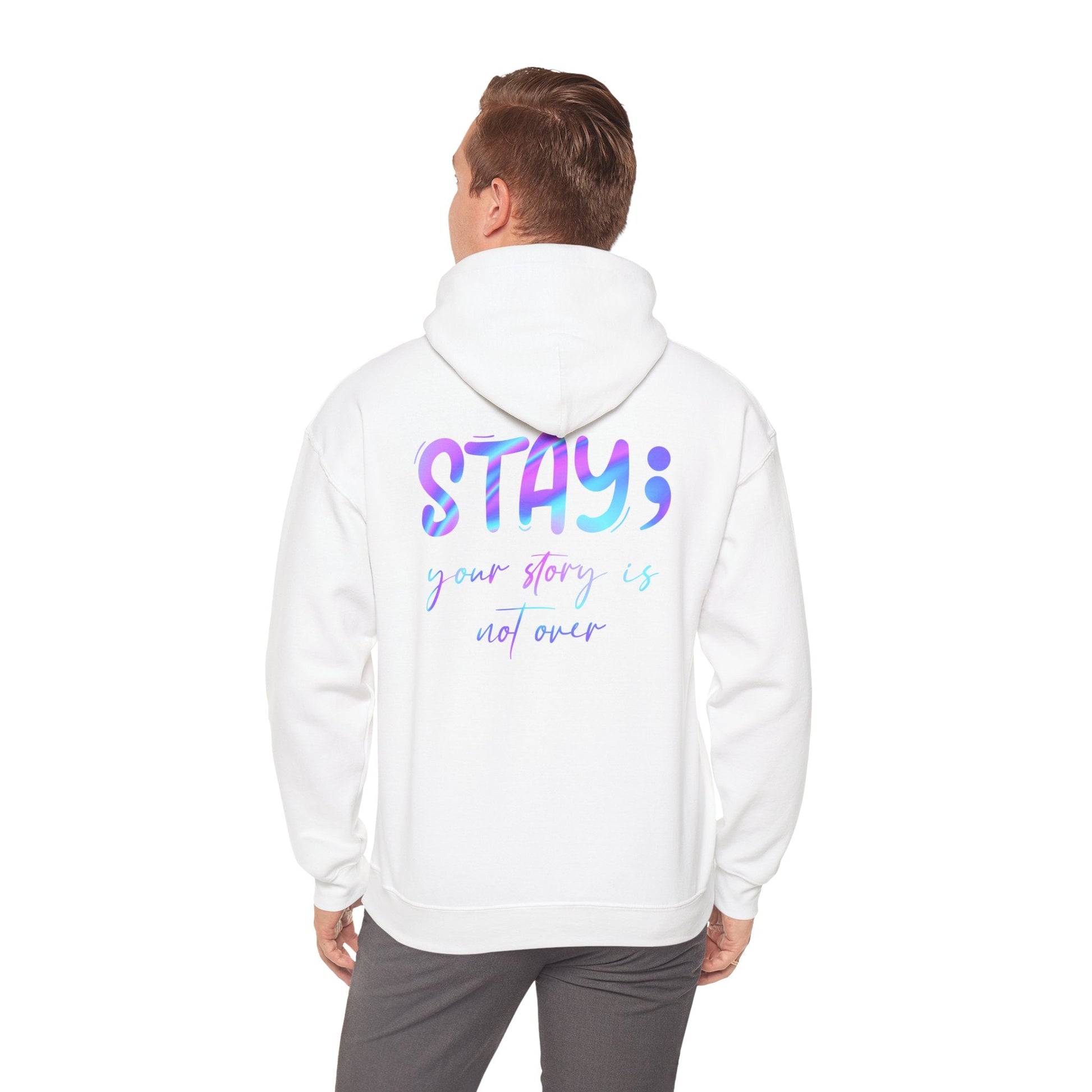 Hooded Sweatshirt: 'Continue, Stay' Suicide Awareness Message - Moon & Starr Handcrafted LLC