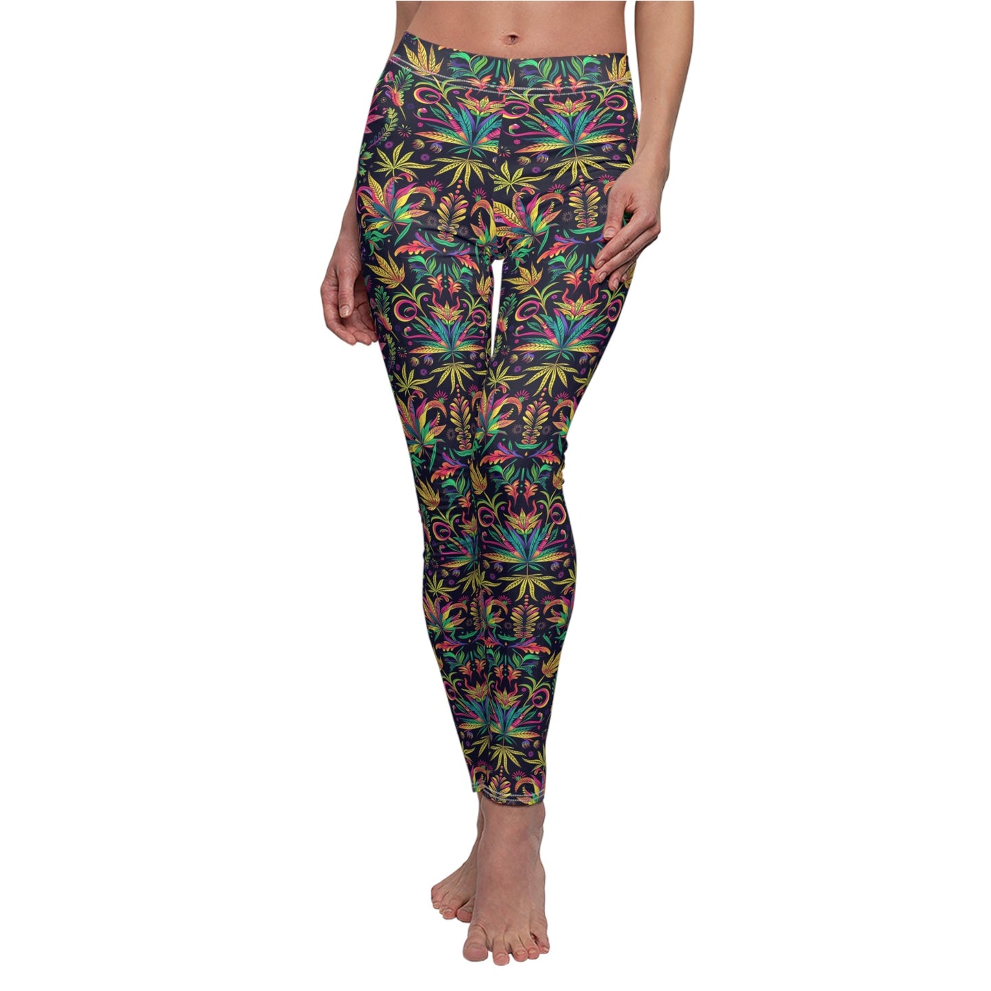 Kaleidoscope Leaves Women's Cut & Sew Casual Leggings (AOP) - Moon & Starr Handcrafted LLC