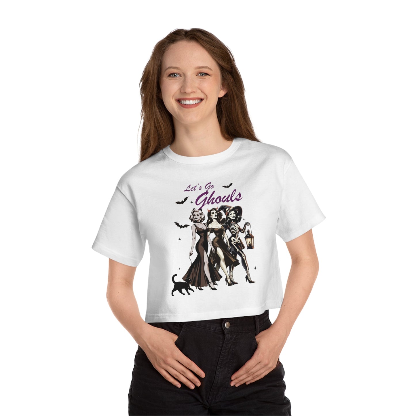 Let's Go Ghouls Champion Women's Heritage Cropped T - Shirt - Moon & Starr Handcrafted LLC