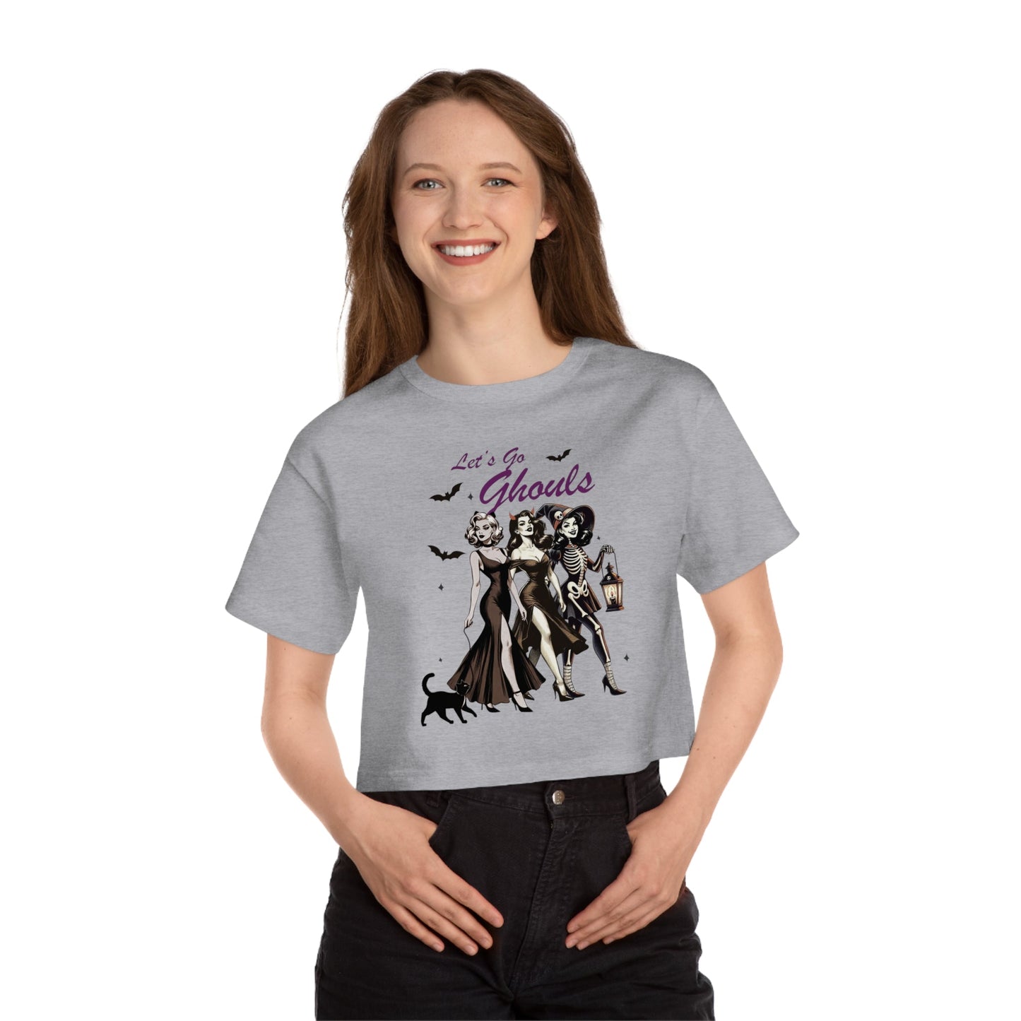 Let's Go Ghouls Champion Women's Heritage Cropped T - Shirt - Moon & Starr Handcrafted LLC