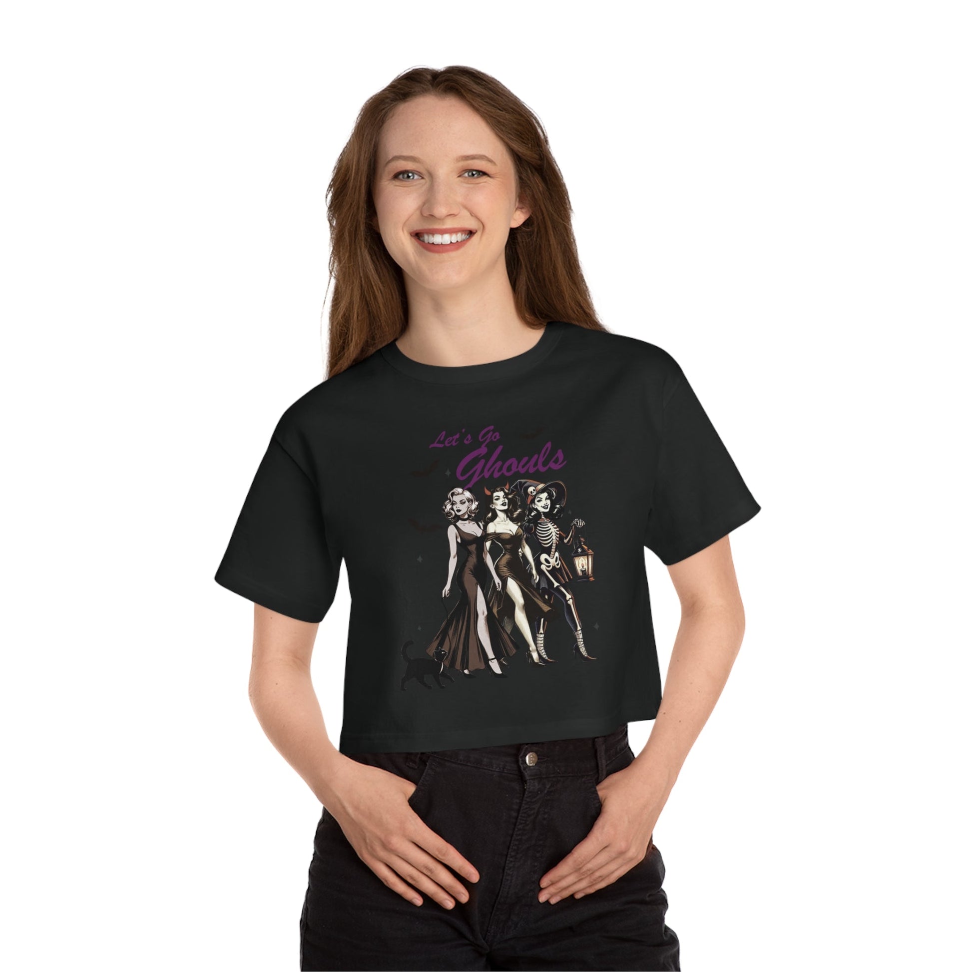 Let's Go Ghouls Champion Women's Heritage Cropped T - Shirt - Moon & Starr Handcrafted LLC