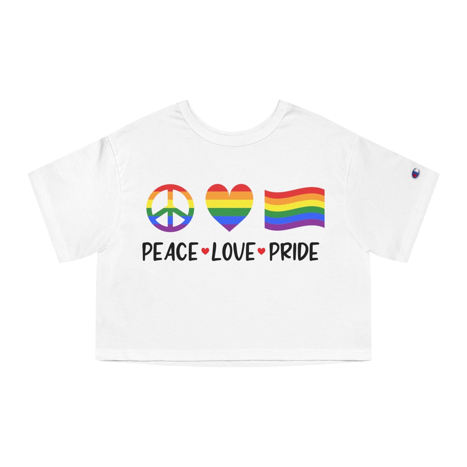 Peace-Love-Pride Champion Women's Heritage Cropped T-Shirt - Moon & Starr Handcrafted Jewelry && More!