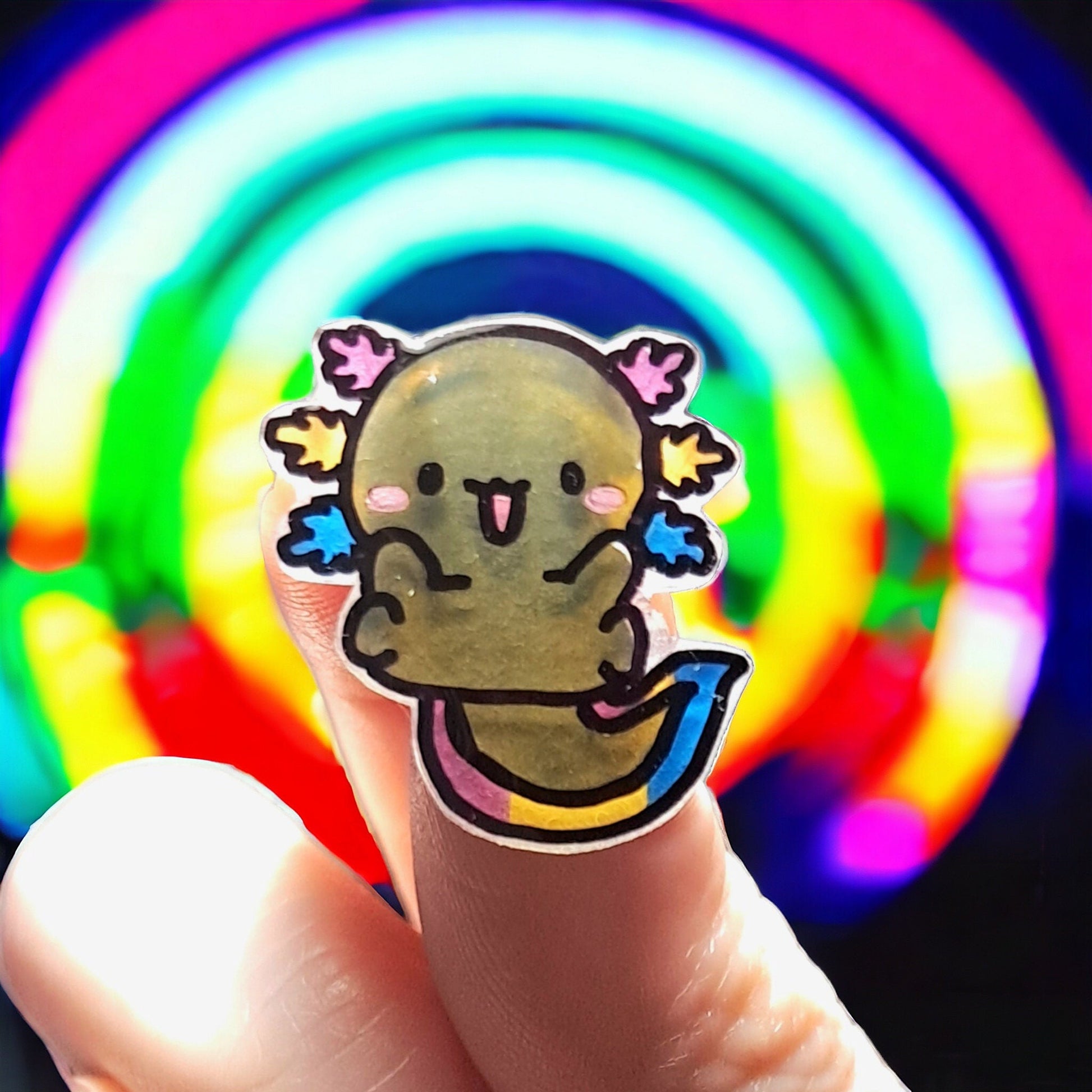 Pride Axolotl Mini Pin Set Of 3, LGBTQ Pride Pins For Shirts, Bags, and More, Handmade Pride/Ally Wear - Moon & Starr Handcrafted Jewelry && More!