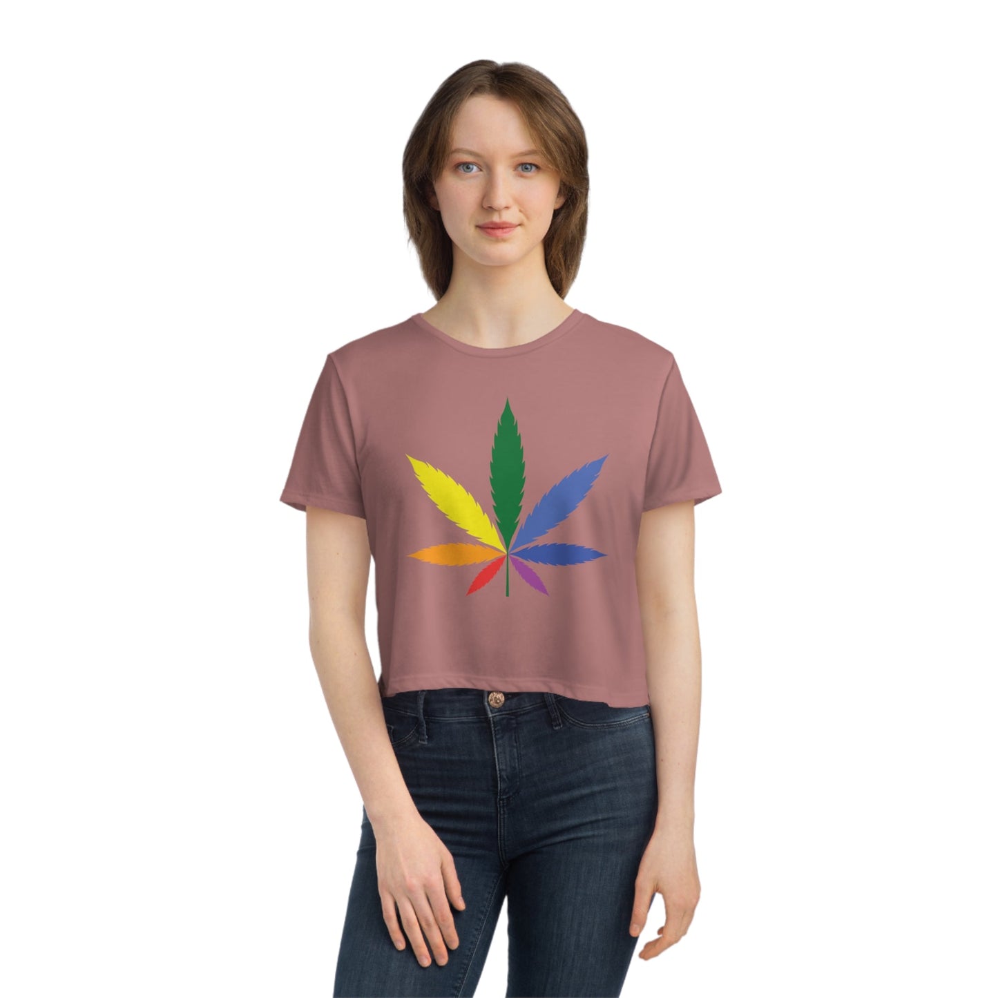 Pride Leaf Women's Flowy Cropped Tee - Moon & Starr Handcrafted Jewelry && More!