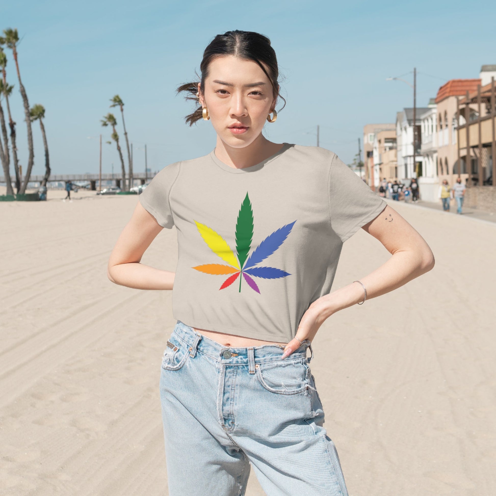 Pride Leaf Women's Flowy Cropped Tee - Moon & Starr Handcrafted Jewelry && More!