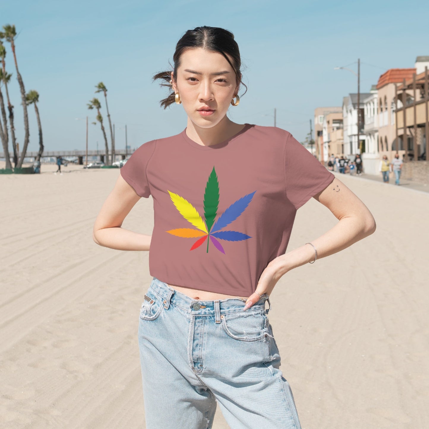 Pride Leaf Women's Flowy Cropped Tee - Moon & Starr Handcrafted Jewelry && More!