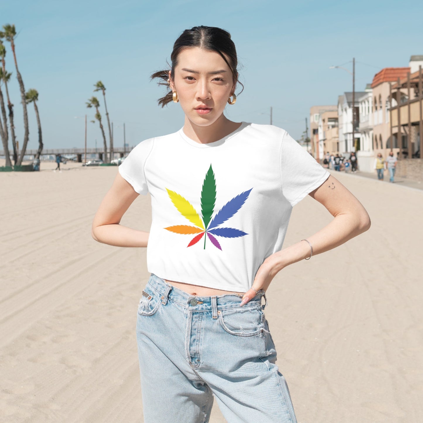 Pride Leaf Women's Flowy Cropped Tee - Moon & Starr Handcrafted Jewelry && More!