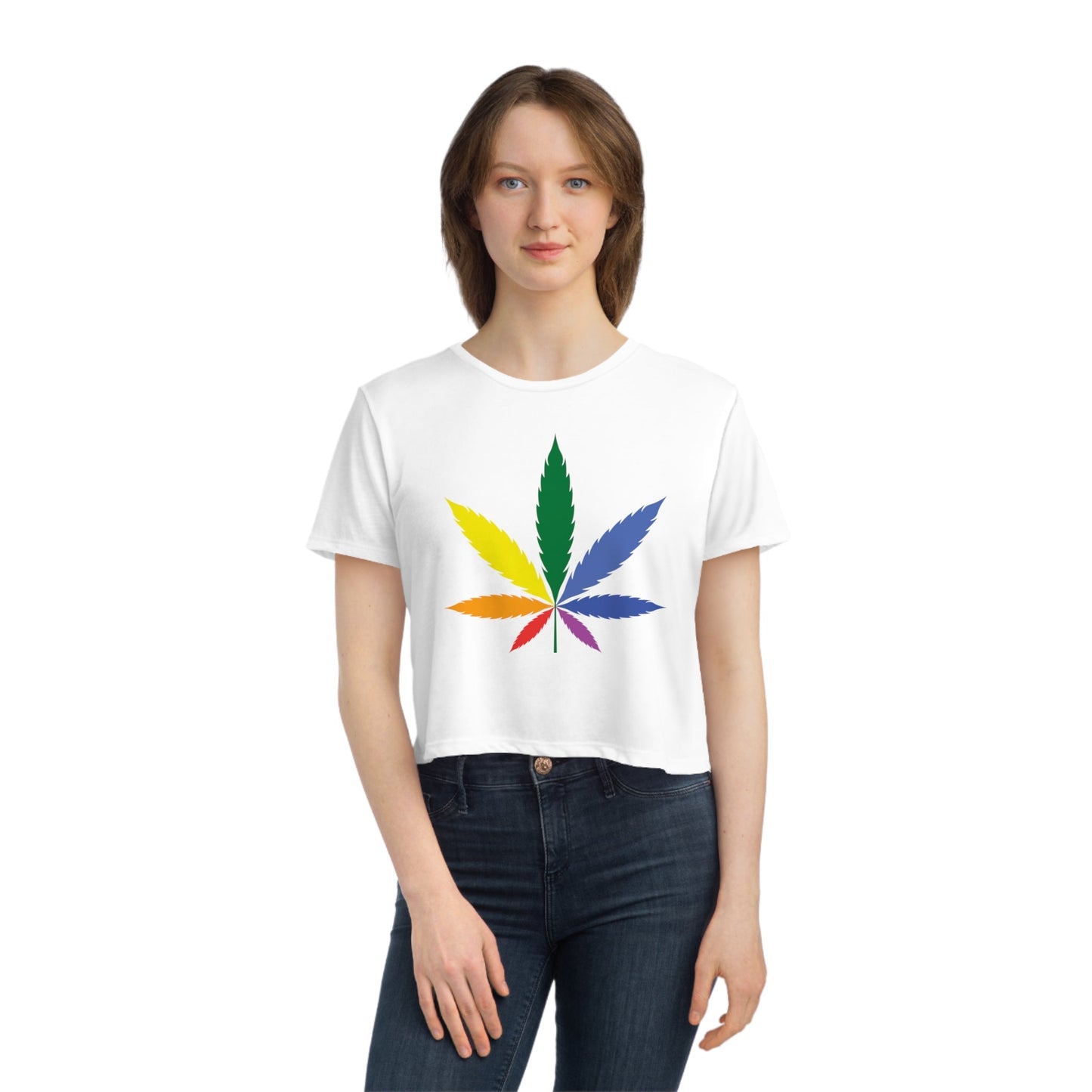 Pride Leaf Women's Flowy Cropped Tee - Moon & Starr Handcrafted Jewelry && More!