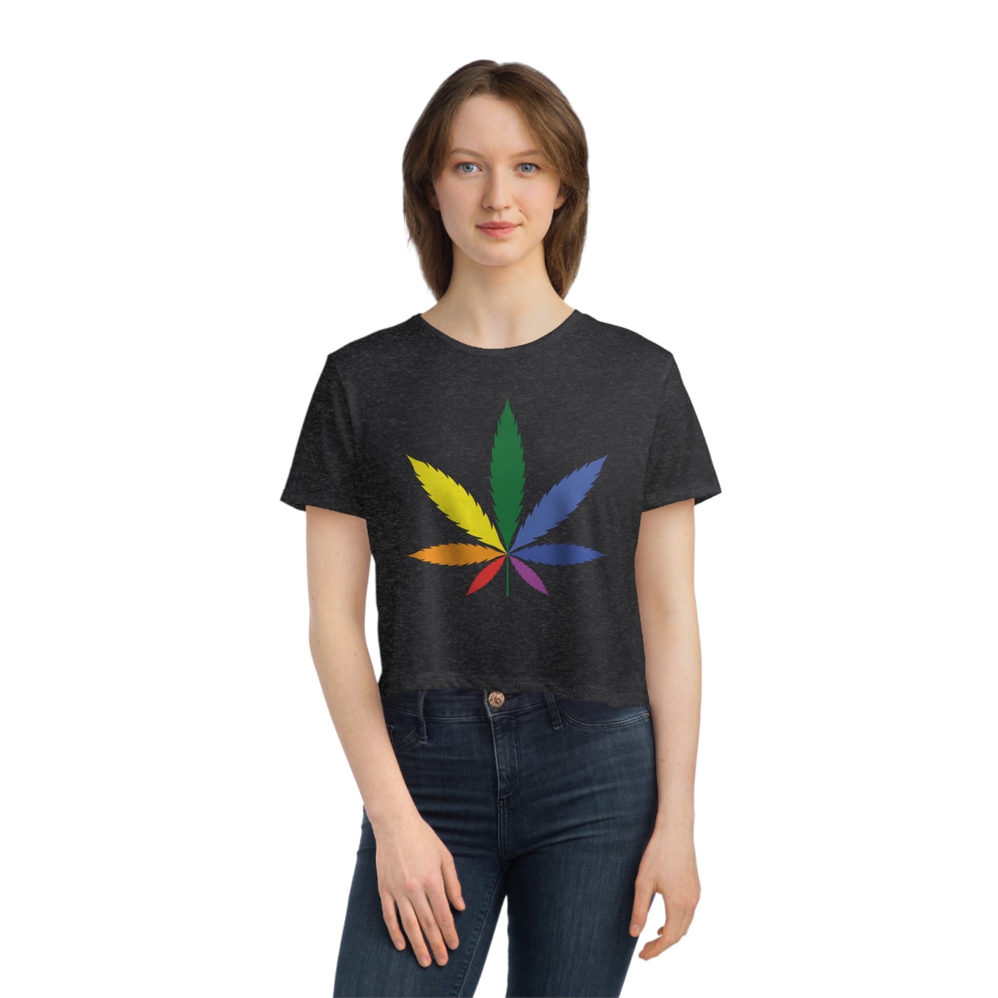 Pride Leaf Women's Flowy Cropped Tee - Moon & Starr Handcrafted Jewelry && More!