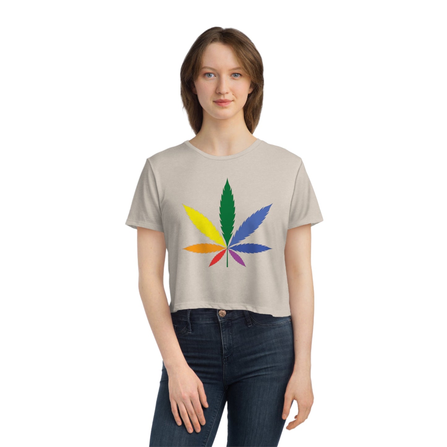 Pride Leaf Women's Flowy Cropped Tee - Moon & Starr Handcrafted Jewelry && More!