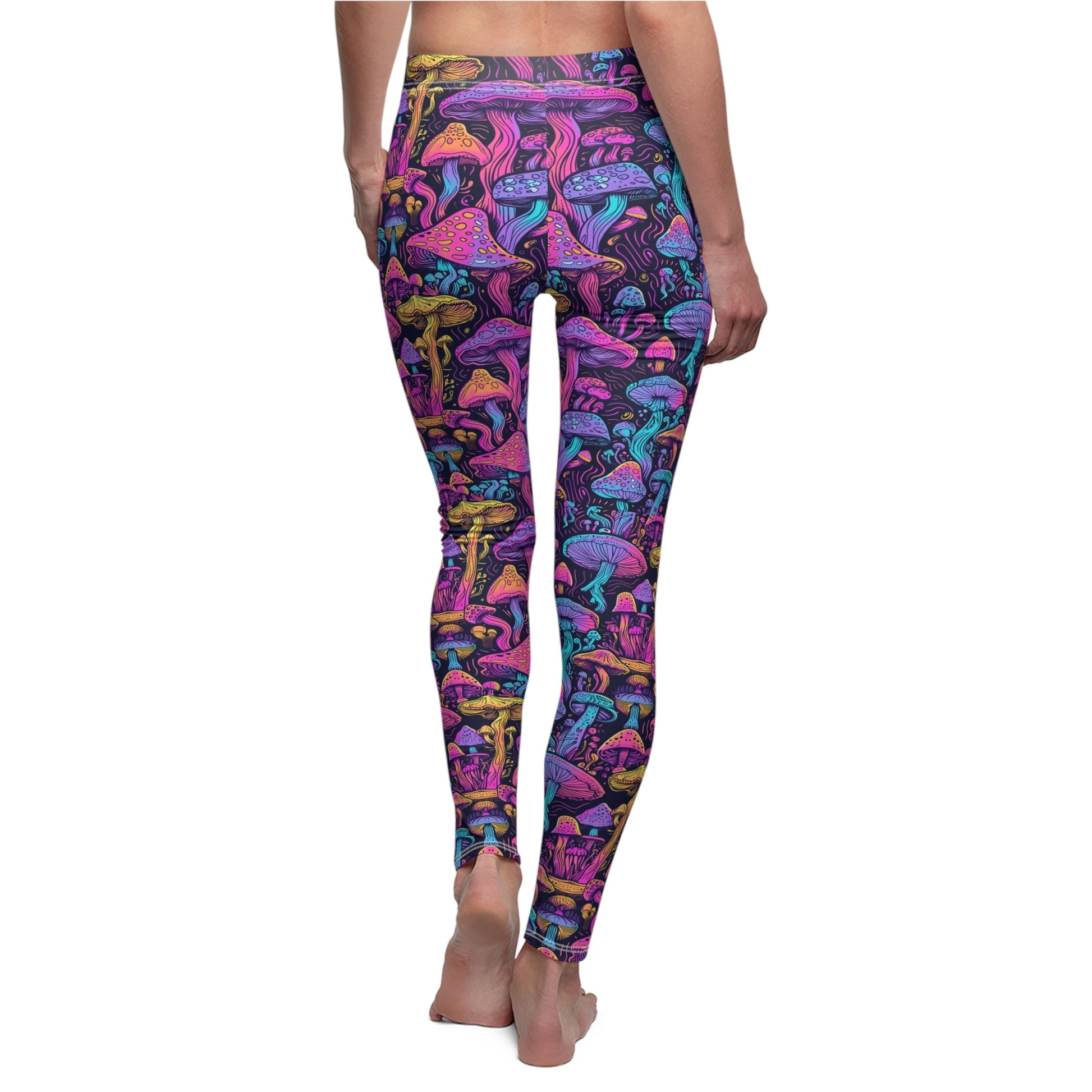 Psychedelic Mushrooms Women's Cut & Sew Casual Leggings (AOP) - Moon & Starr Handcrafted LLC