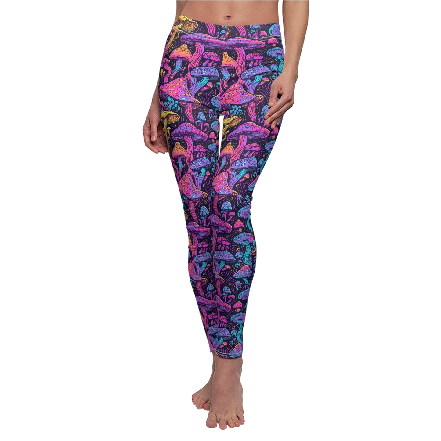 Psychedelic Mushrooms Women's Cut & Sew Casual Leggings (AOP) - Moon & Starr Handcrafted LLC