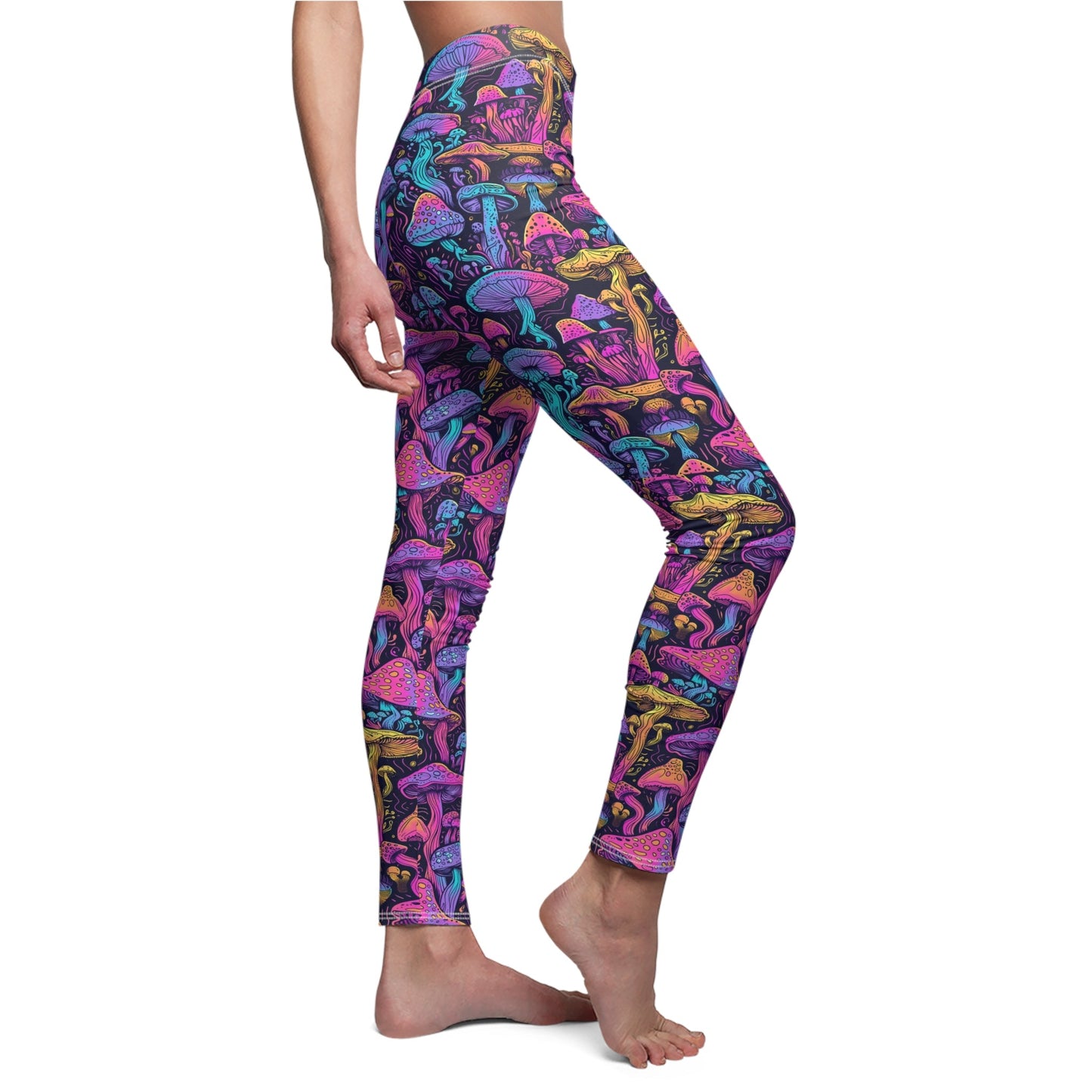 Psychedelic Mushrooms Women's Cut & Sew Casual Leggings (AOP) - Moon & Starr Handcrafted LLC