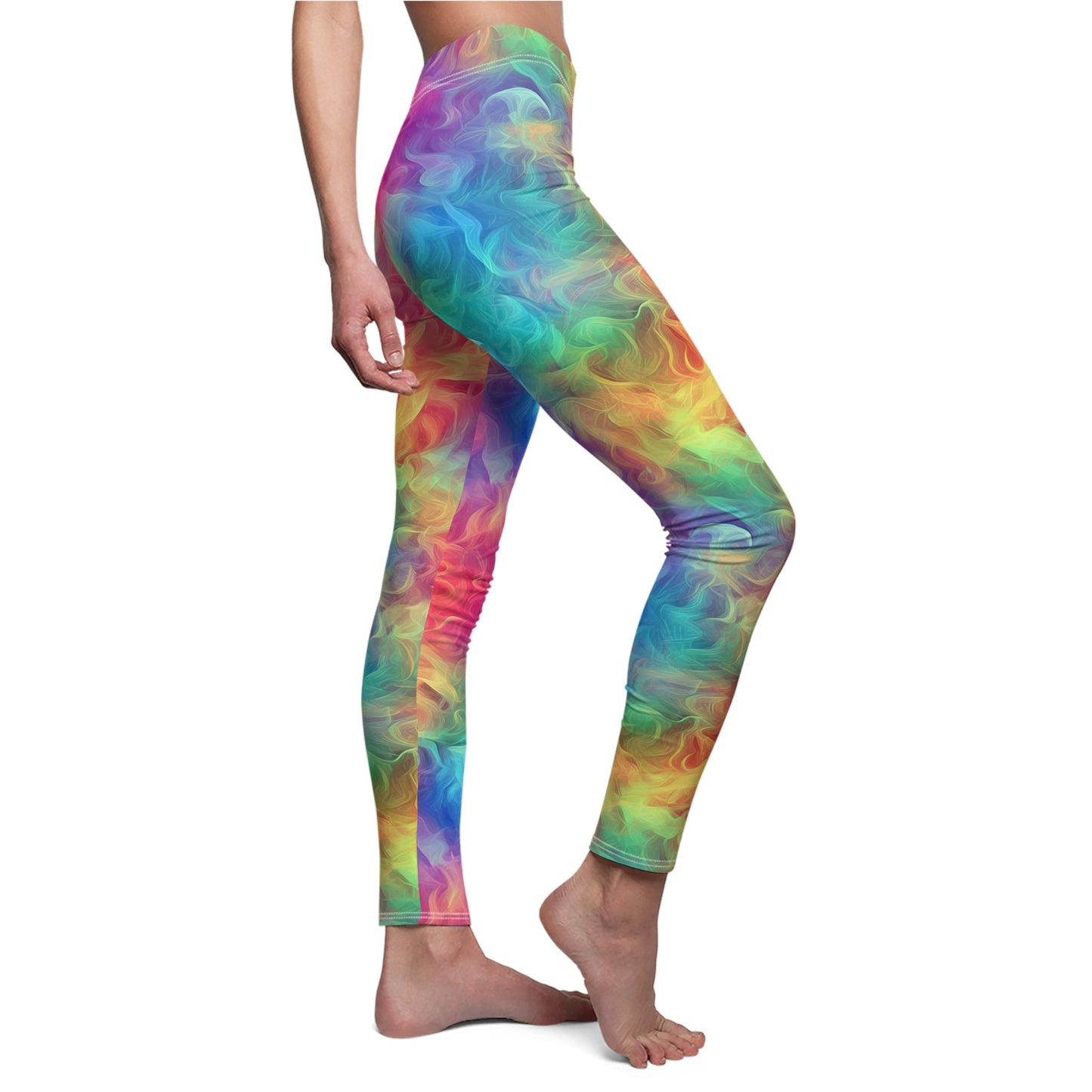 Rainbow Smoke Women's Cut & Sew Casual Leggings (AOP) - Moon & Starr Handcrafted LLC