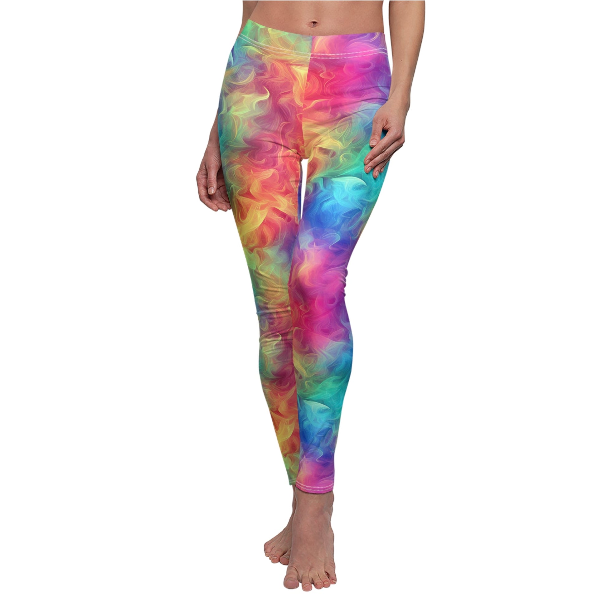 Rainbow Smoke Women's Cut & Sew Casual Leggings (AOP) - Moon & Starr Handcrafted LLC