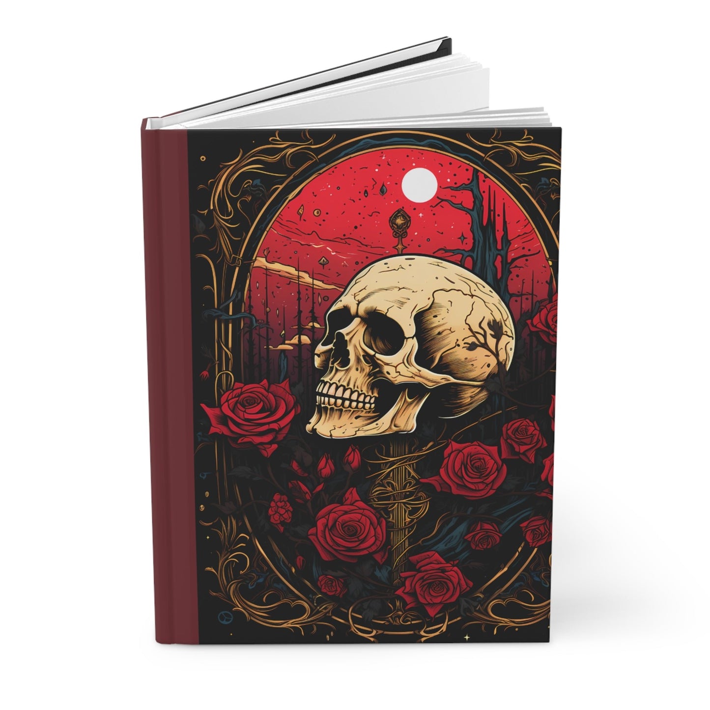 Skull And Roses Hardcover Journal - Moon & Starr Handcrafted Jewelry && More!