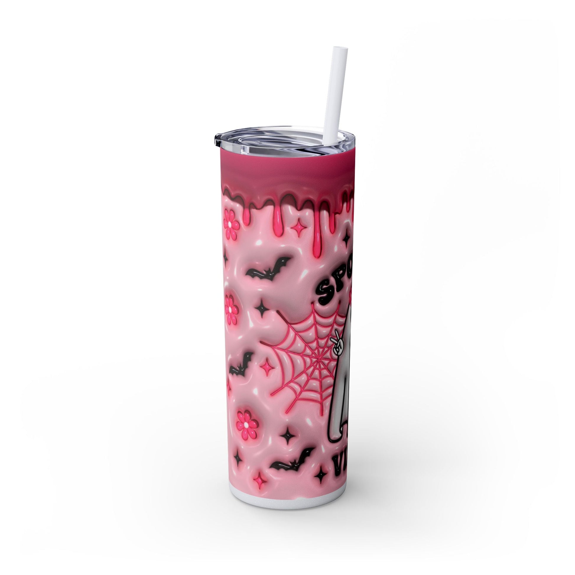 Tumbler - Pink Spooky Vibes Retro Ghost Halloween Season - Moon & Starr Handcrafted LLC