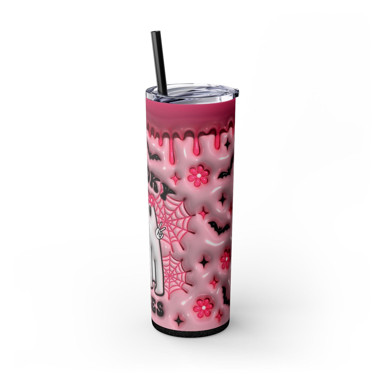 Tumbler - Pink Spooky Vibes Retro Ghost Halloween Season - Moon & Starr Handcrafted LLC