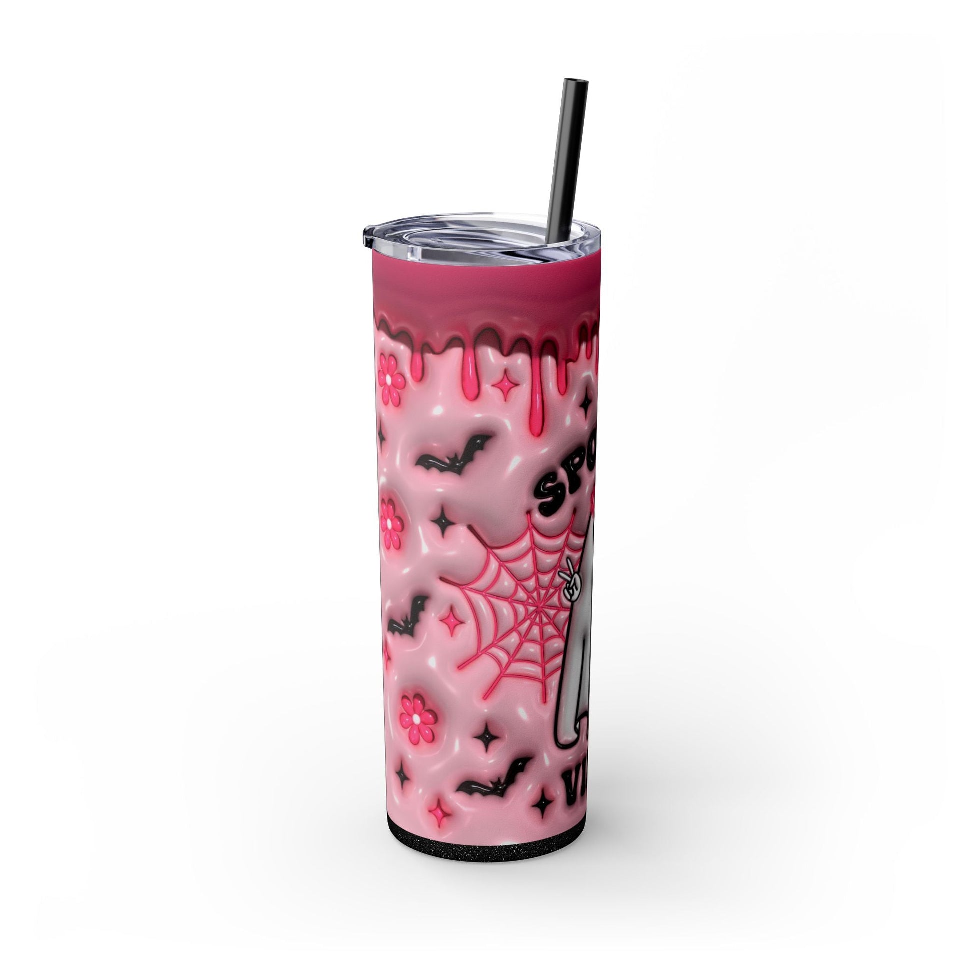 Tumbler - Pink Spooky Vibes Retro Ghost Halloween Season - Moon & Starr Handcrafted LLC