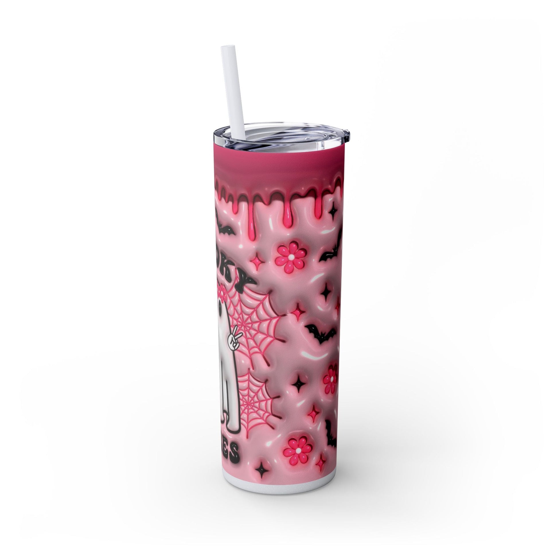 Tumbler - Pink Spooky Vibes Retro Ghost Halloween Season - Moon & Starr Handcrafted LLC