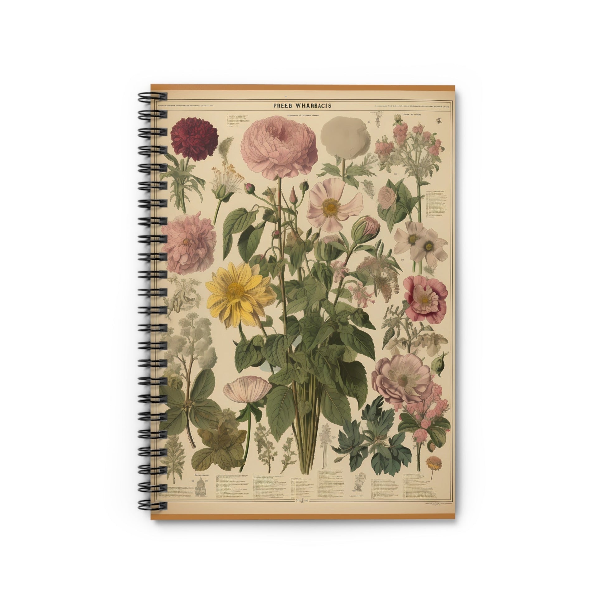 Vintage Flowers Spiral Notebook - Ruled Line - Moon & Starr Handcrafted Jewelry && More!