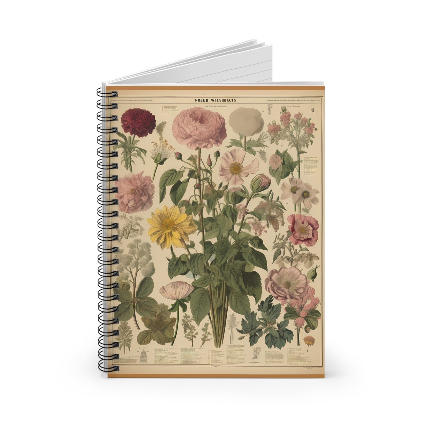 Vintage Flowers Spiral Notebook - Ruled Line - Moon & Starr Handcrafted Jewelry && More!