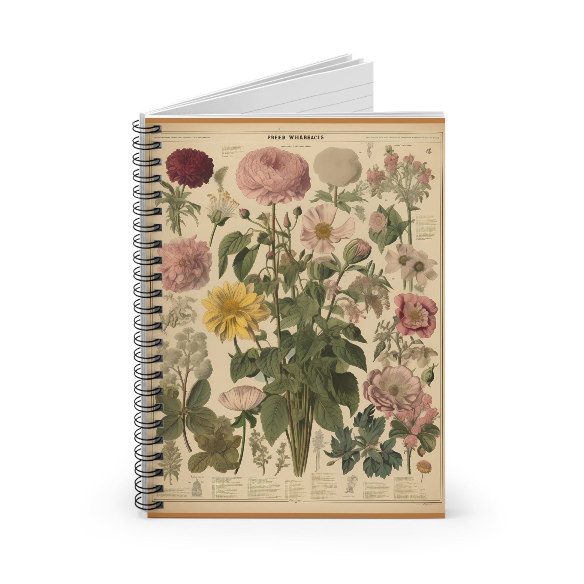 Vintage Flowers Spiral Notebook - Ruled Line - Moon & Starr Handcrafted Jewelry && More!