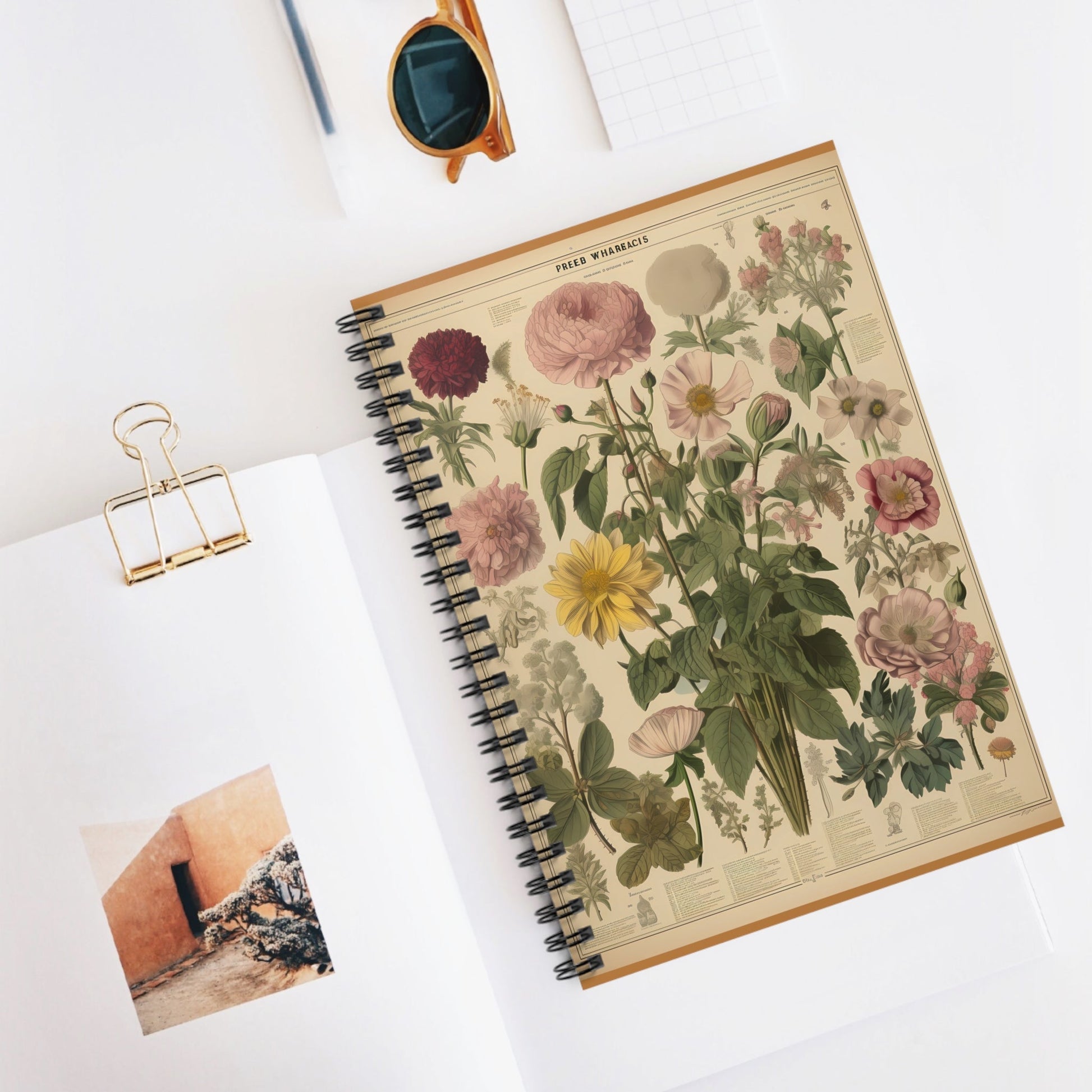 Vintage Flowers Spiral Notebook - Ruled Line - Moon & Starr Handcrafted Jewelry && More!