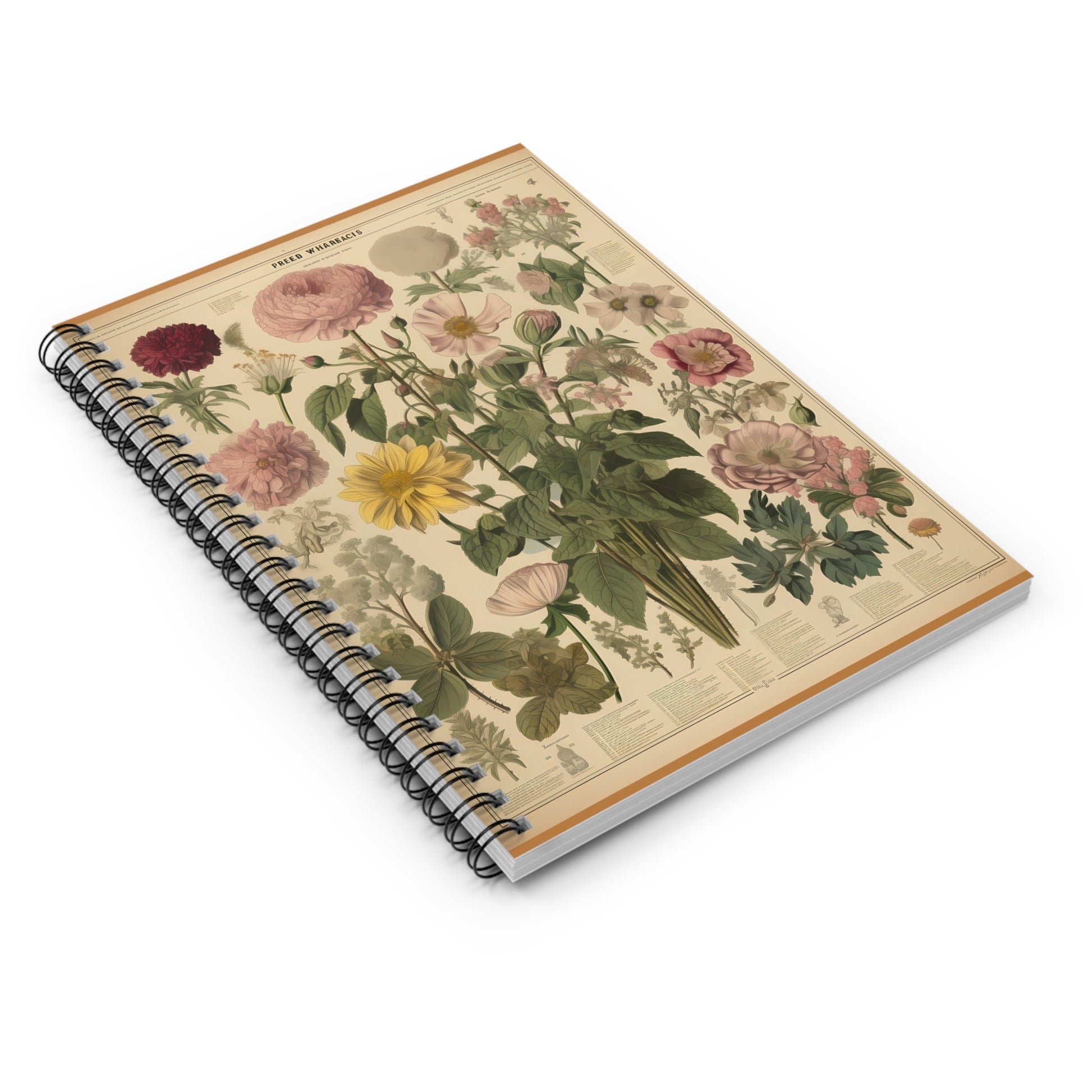 Vintage Flowers Spiral Notebook - Ruled Line - Moon & Starr Handcrafted Jewelry && More!