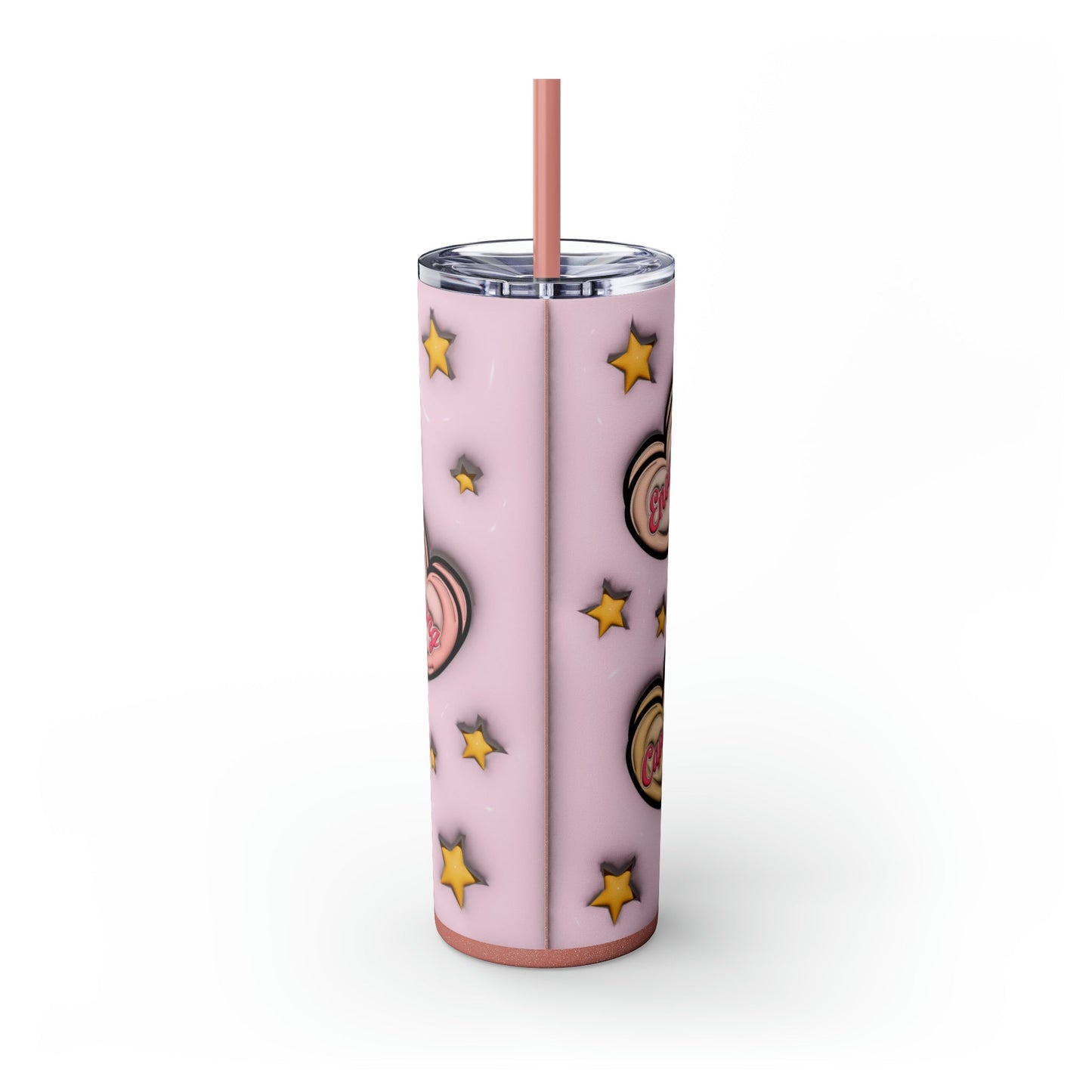 3D Affirmations Conversation Hearts Skinny Tumbler with Straw, 20oz - Moon & Starr Handcrafted Jewelry && More!