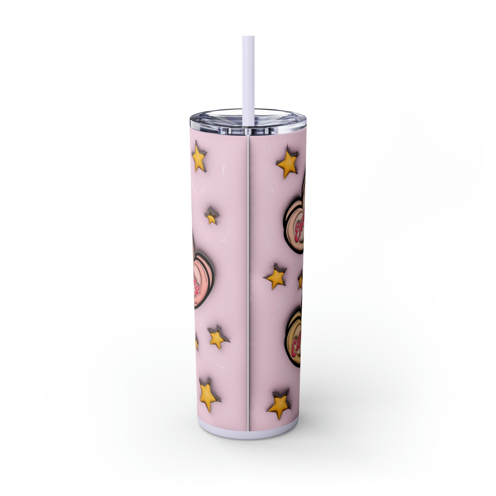 3D Affirmations Conversation Hearts Skinny Tumbler with Straw, 20oz - Moon & Starr Handcrafted Jewelry && More!