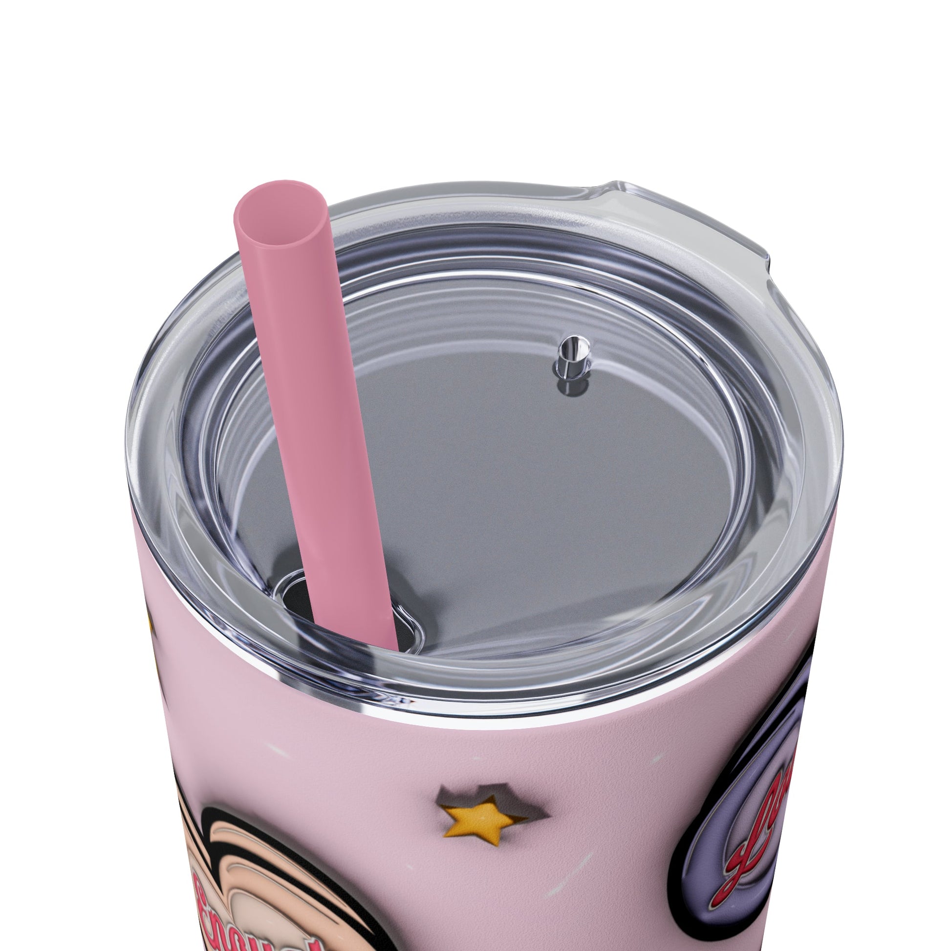 3D Affirmations Conversation Hearts Skinny Tumbler with Straw, 20oz - Moon & Starr Handcrafted Jewelry && More!