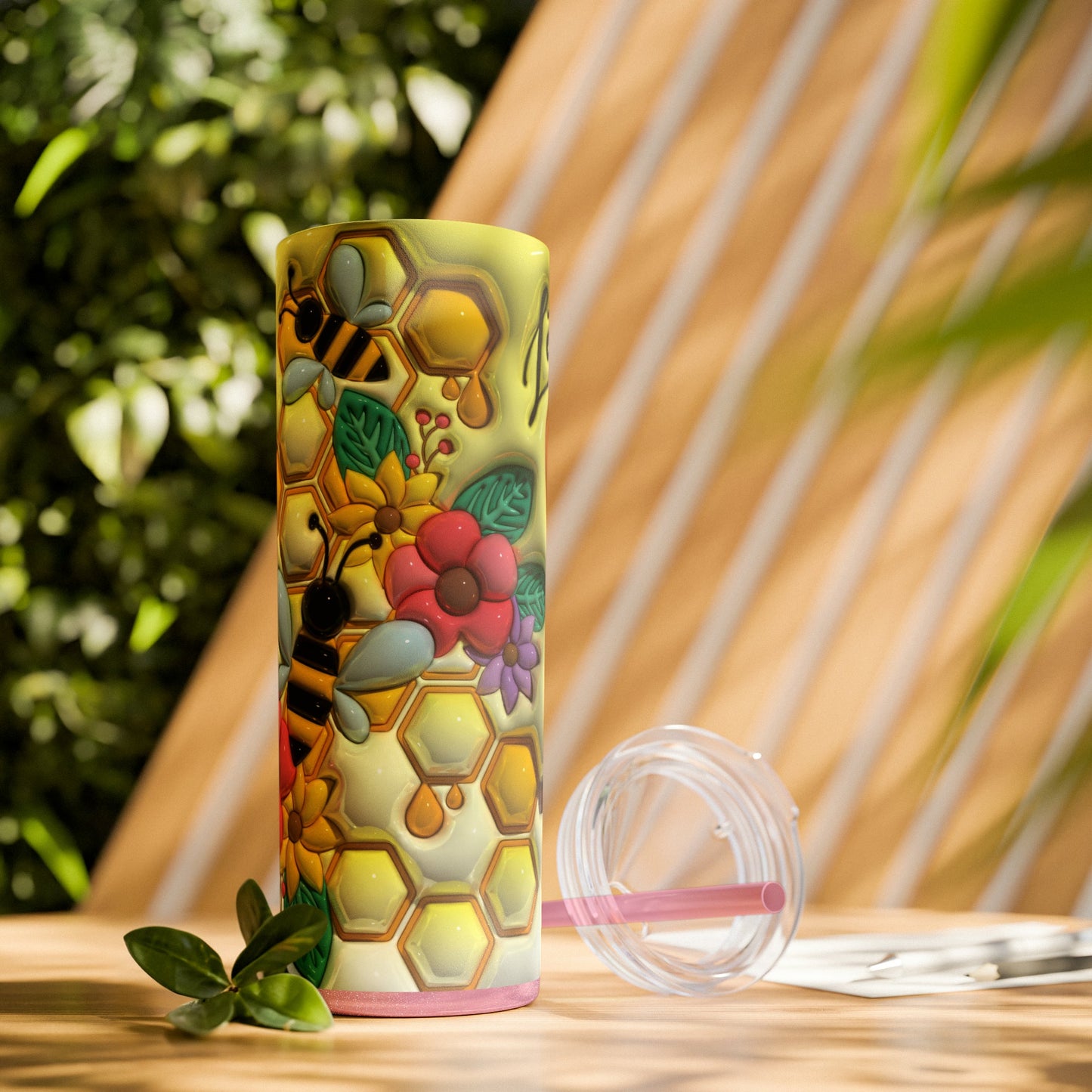 3D "Let It Bee" Skinny Tumbler with Straw, 20oz - Moon & Starr Handcrafted Jewelry && More!