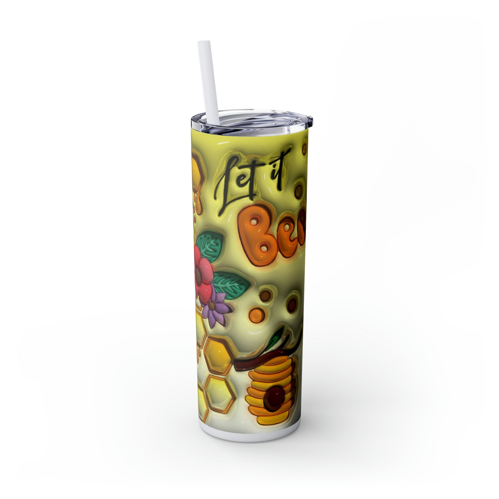 3D "Let It Bee" Skinny Tumbler with Straw, 20oz - Moon & Starr Handcrafted Jewelry && More!