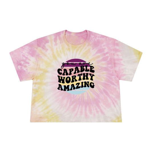 "Affirmations" Women's Tie-Dye Crop Tee - Moon & Starr Handcrafted Jewelry && More!