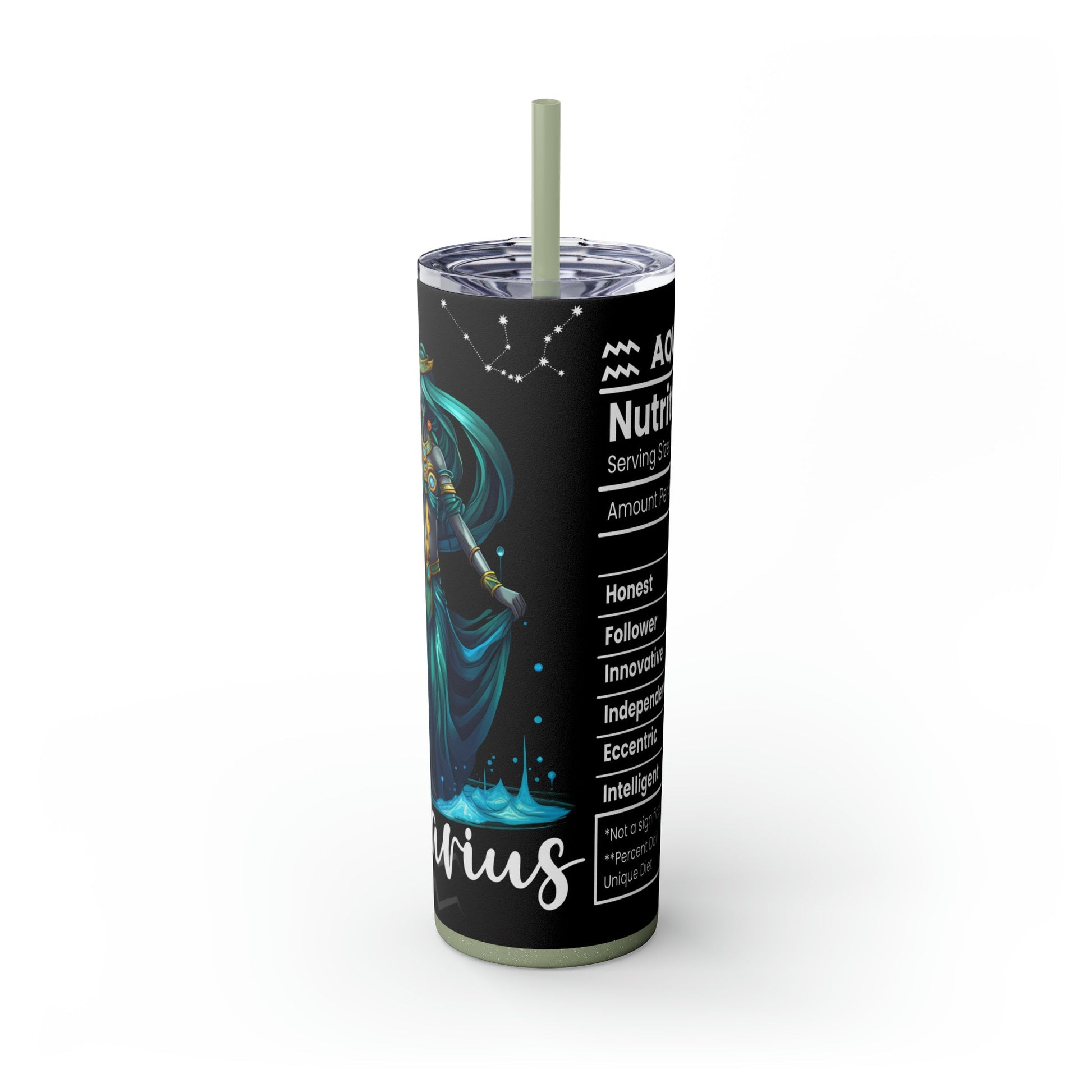 Aquarius Nutrition Facts Skinny Tumbler with Straw, 20oz - Moon & Starr Handcrafted Jewelry && More!