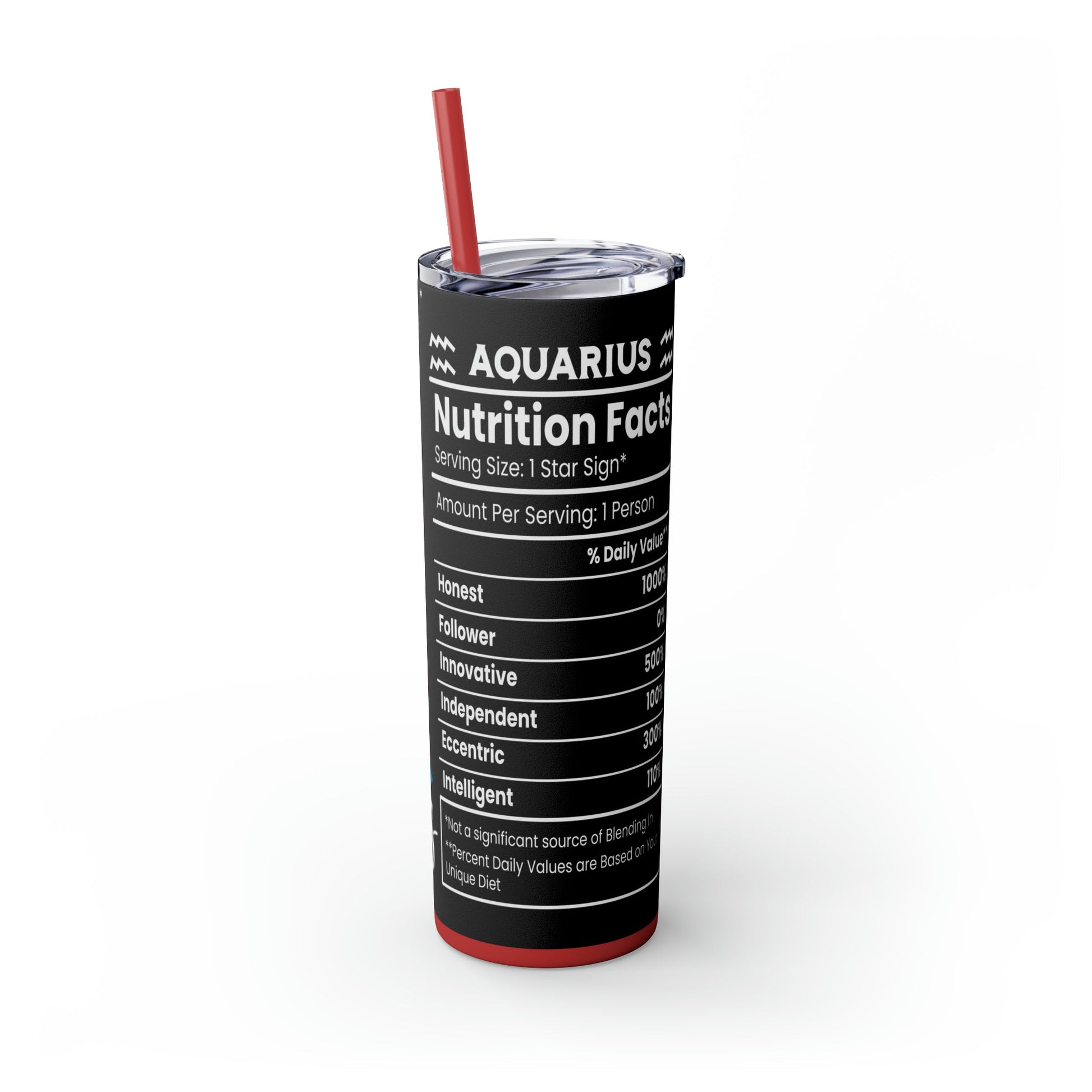 Aquarius Nutrition Facts Skinny Tumbler with Straw, 20oz - Moon & Starr Handcrafted Jewelry && More!