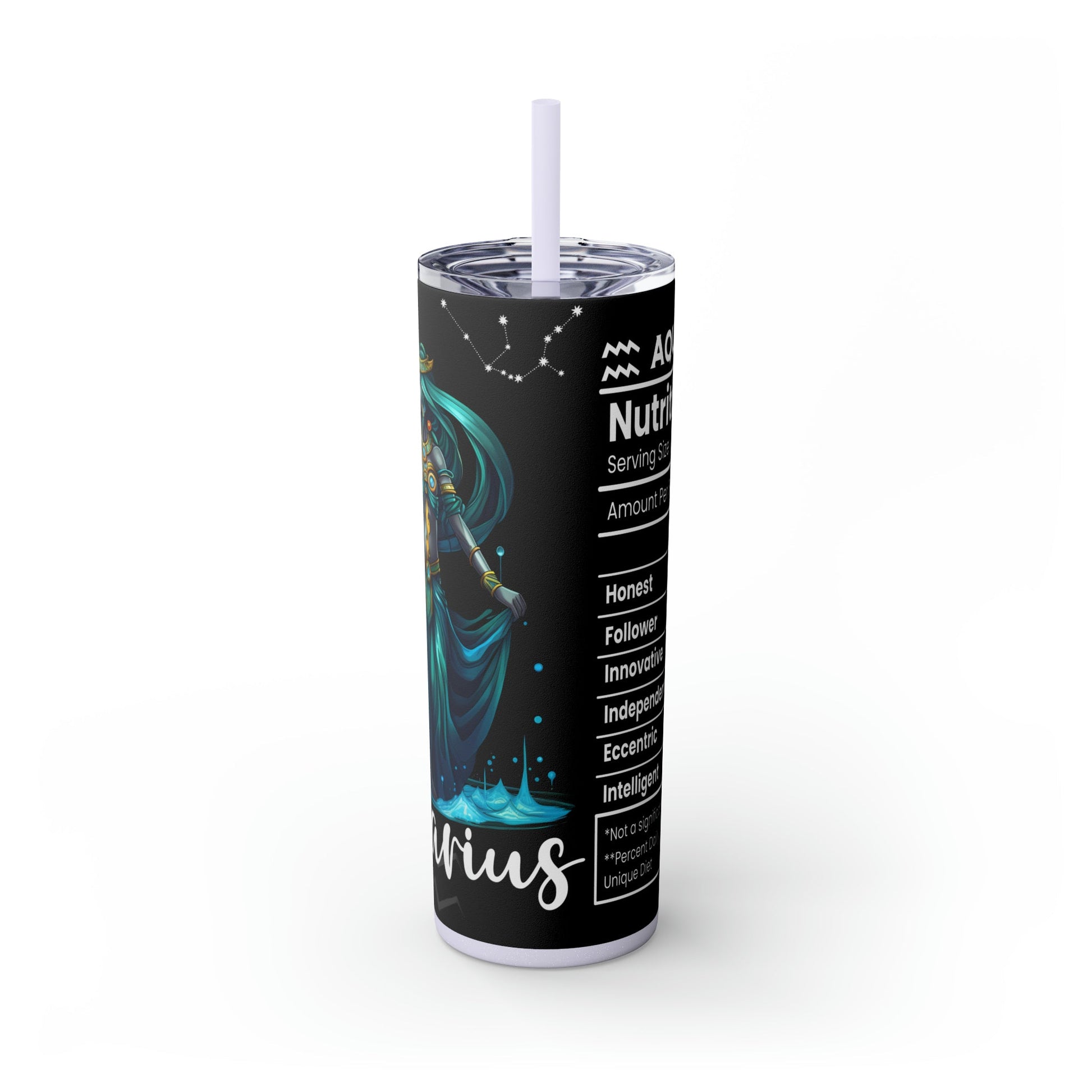 Aquarius Nutrition Facts Skinny Tumbler with Straw, 20oz - Moon & Starr Handcrafted Jewelry && More!