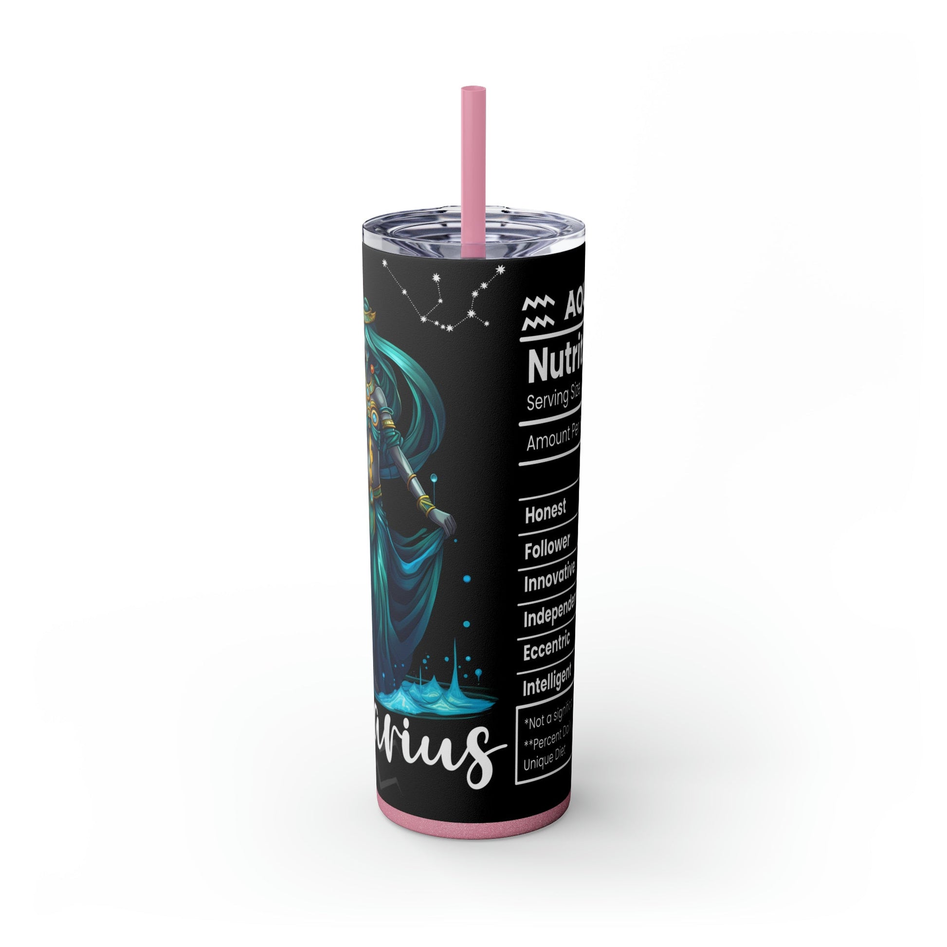 Aquarius Nutrition Facts Skinny Tumbler with Straw, 20oz - Moon & Starr Handcrafted Jewelry && More!