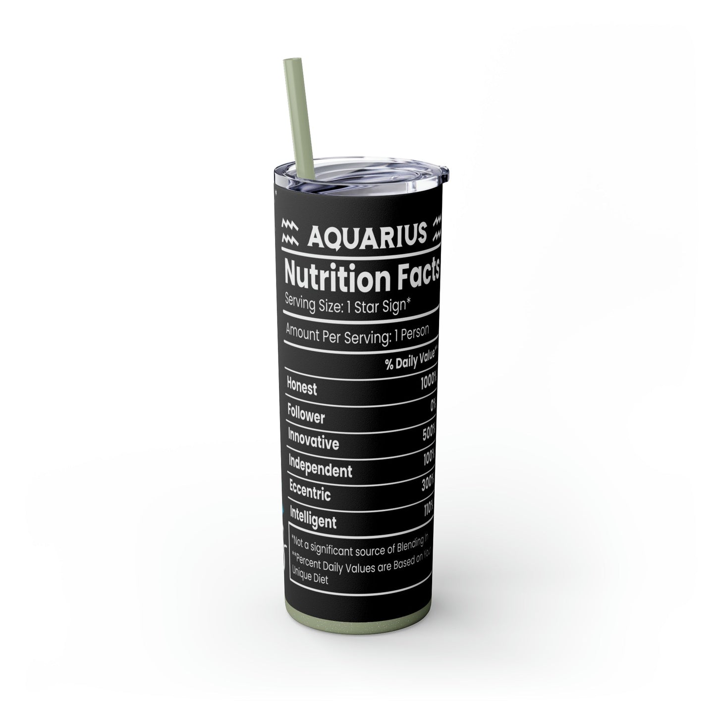 Aquarius Nutrition Facts Skinny Tumbler with Straw, 20oz - Moon & Starr Handcrafted Jewelry && More!