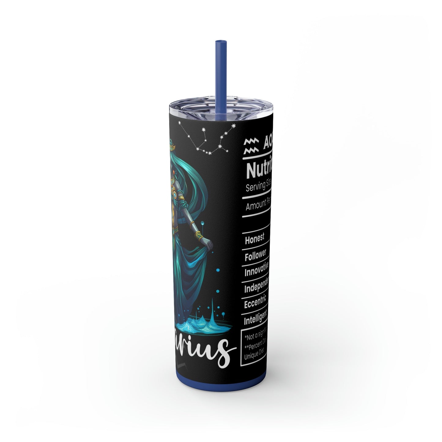 Aquarius Nutrition Facts Skinny Tumbler with Straw, 20oz - Moon & Starr Handcrafted Jewelry && More!