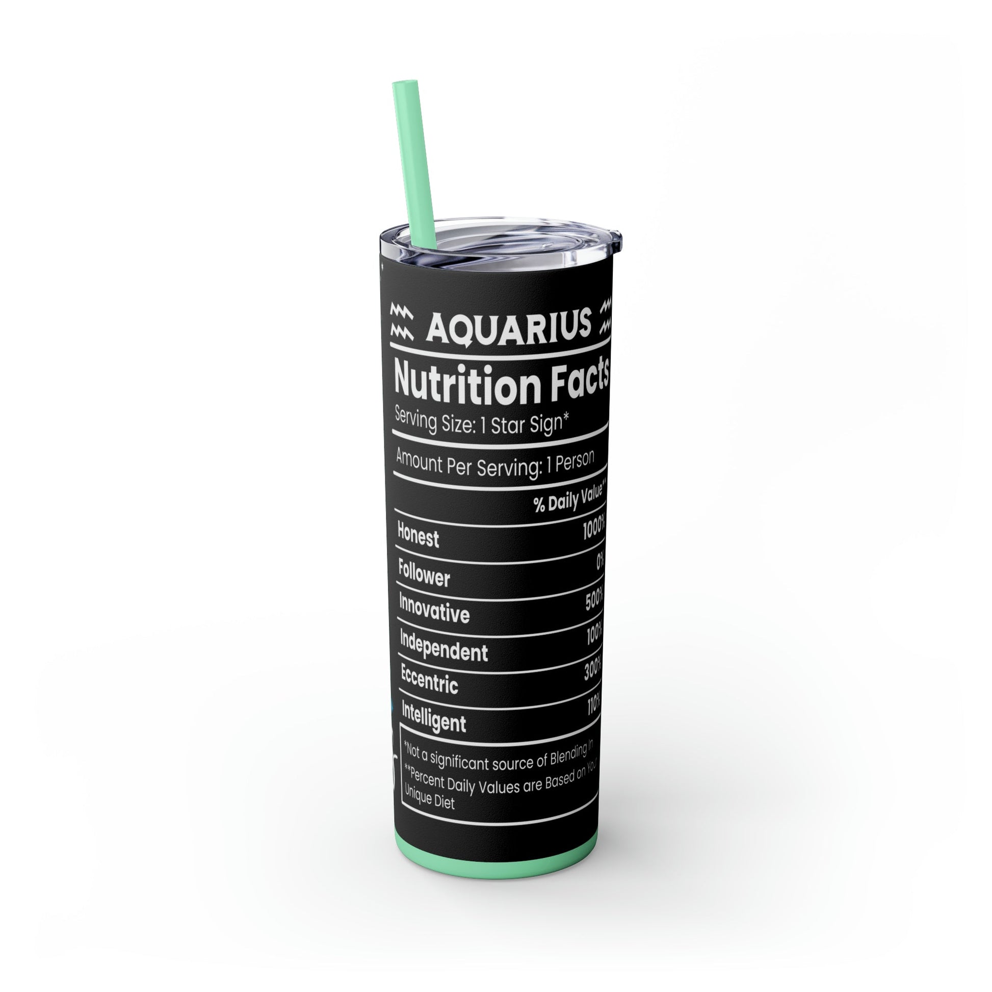 Aquarius Nutrition Facts Skinny Tumbler with Straw, 20oz - Moon & Starr Handcrafted Jewelry && More!