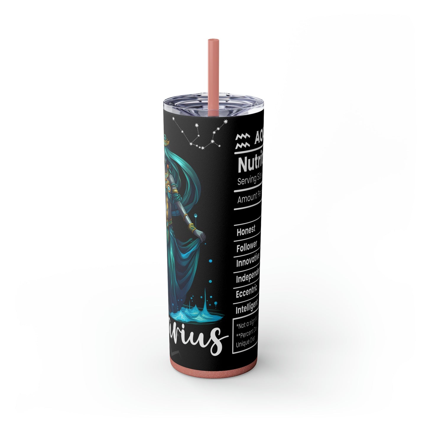 Aquarius Nutrition Facts Skinny Tumbler with Straw, 20oz - Moon & Starr Handcrafted Jewelry && More!