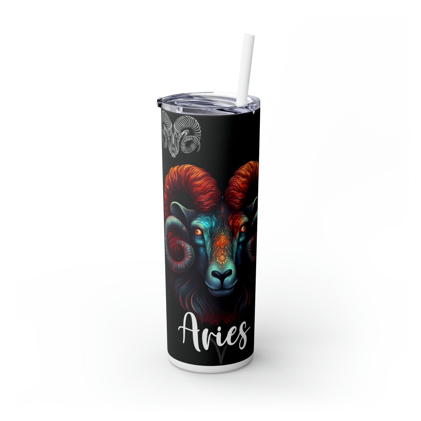 Aries Nutrition Facts Skinny Tumbler with Straw, 20oz - Moon & Starr Handcrafted Jewelry && More!