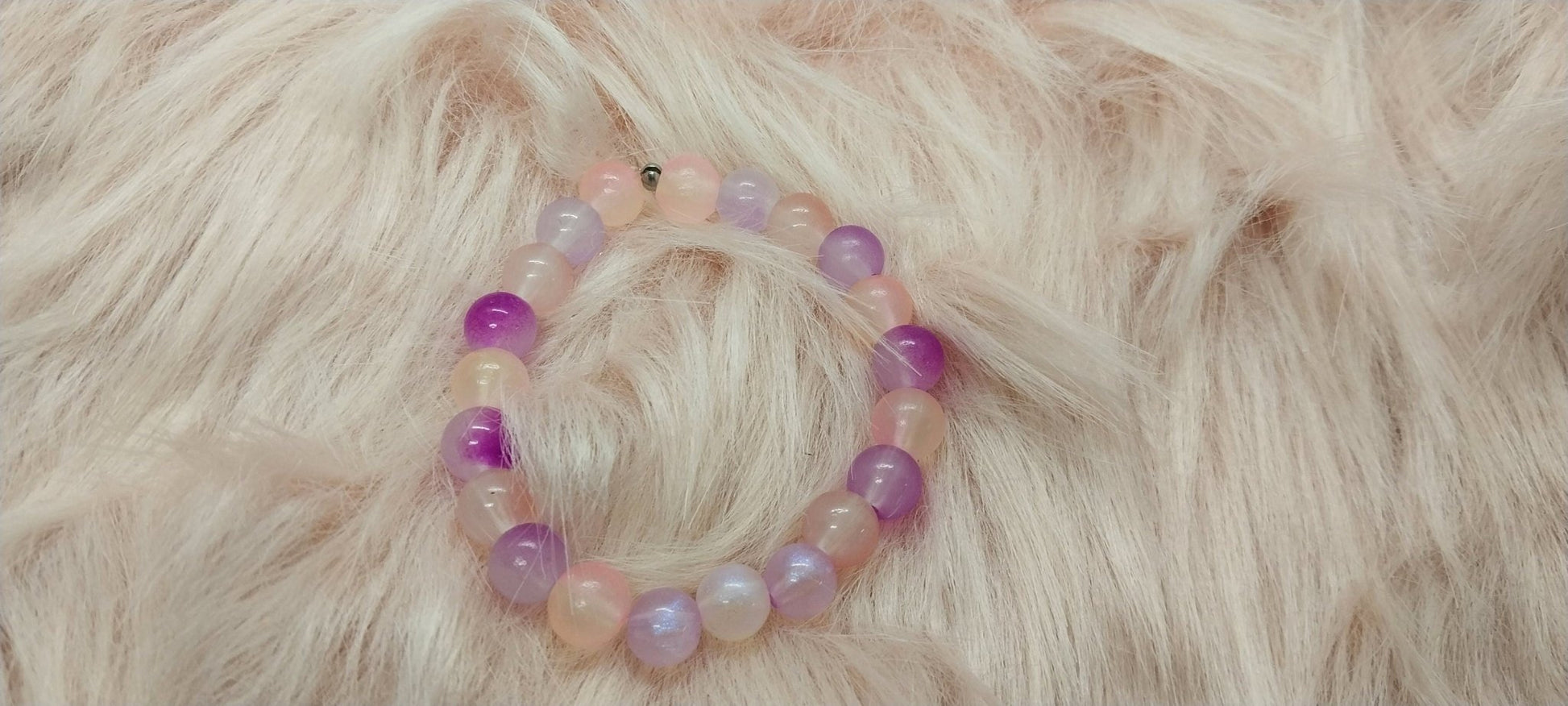 Beaded Stretchy Bracelet for Small Wrists, Gifts for Her, Bracelets for Women and Girls, Pink And Purple Glass Beads And Glow Beads, unique - Moon & Starr Handcrafted Jewelry && More!